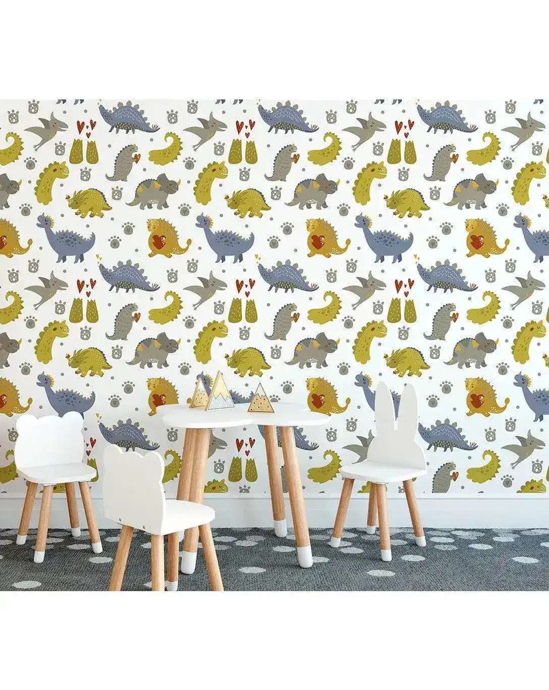 Friendly Dinosaur Kids Room Removable Wallpaper - Image 3