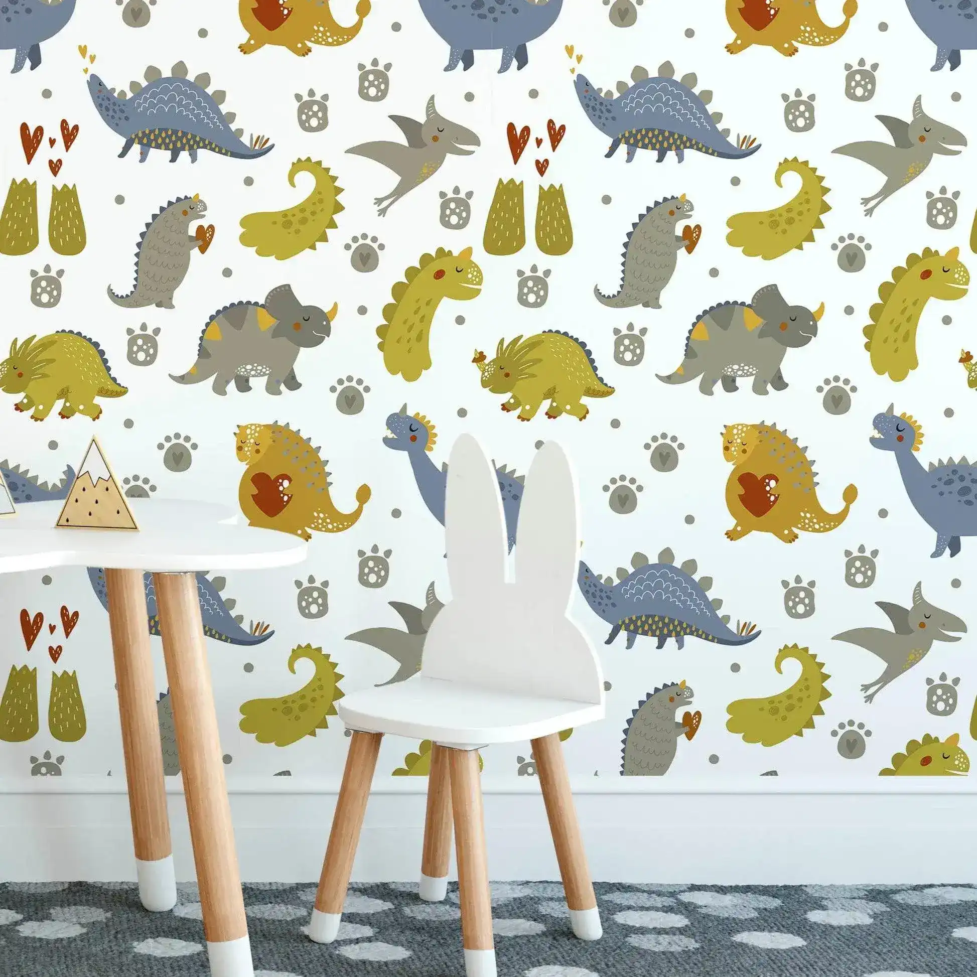 Friendly Dinosaur Kids Room Removable Wallpaper - Image 4