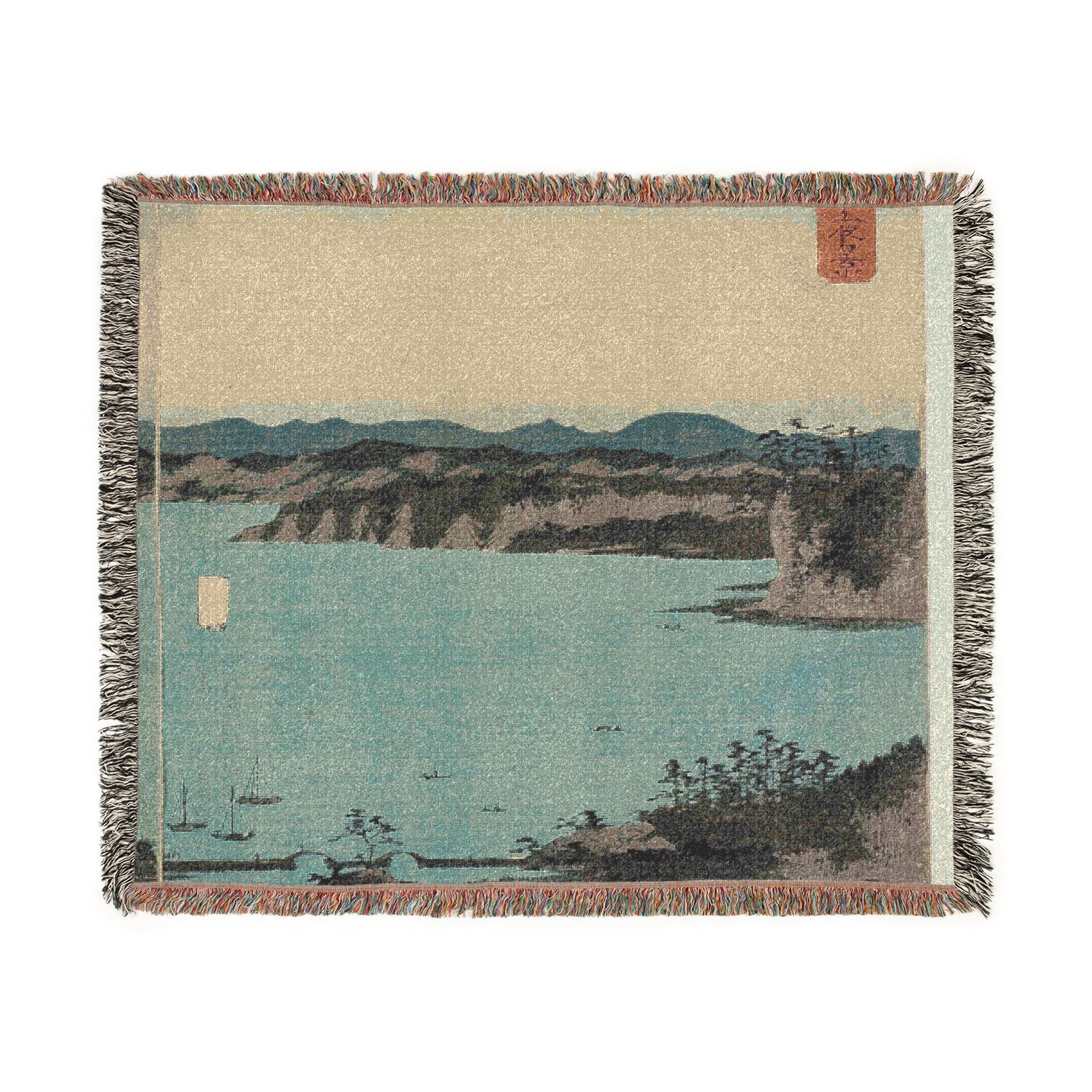 full-moon-on-kanazawa-utagawa-hiroshige | Woven Tapestry Blanket - Image 7