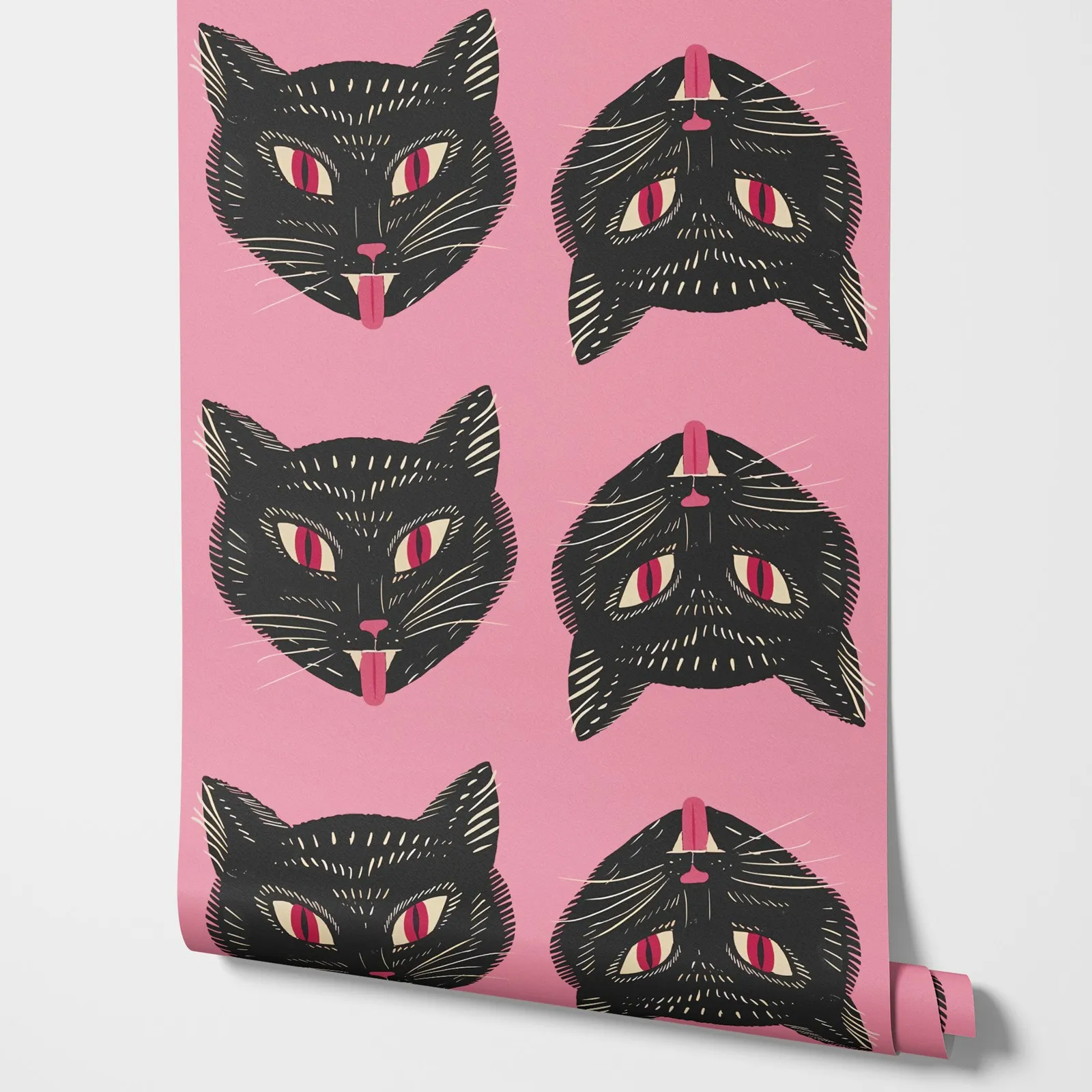 Funky Black Cat Tattoo Wallpaper - Image 2