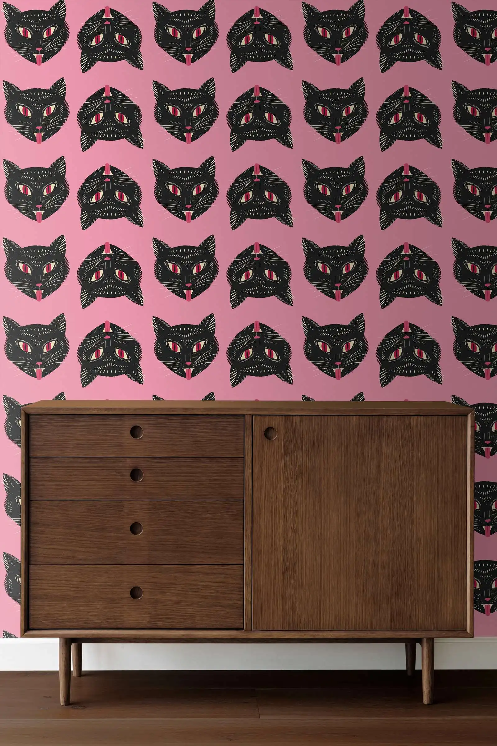 Funky Black Cat Tattoo Wallpaper - Image 4