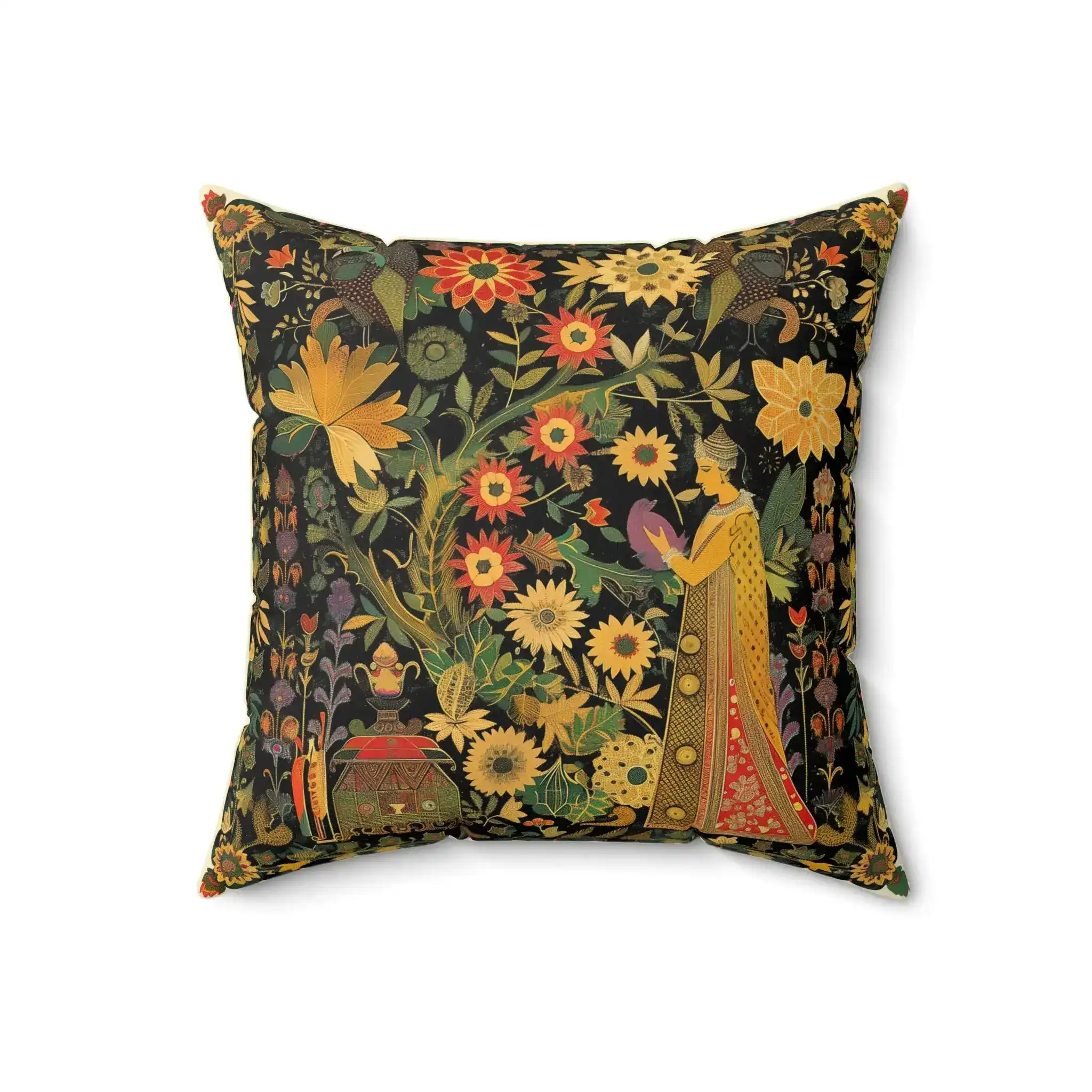 Garden of Whimsy Persian-Inspired Floral Throw Pillow - Image 3
