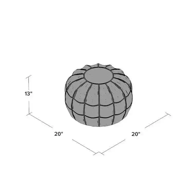 Genuine Leather Round Floral Pouf Ottoman - Pink - Image 6
