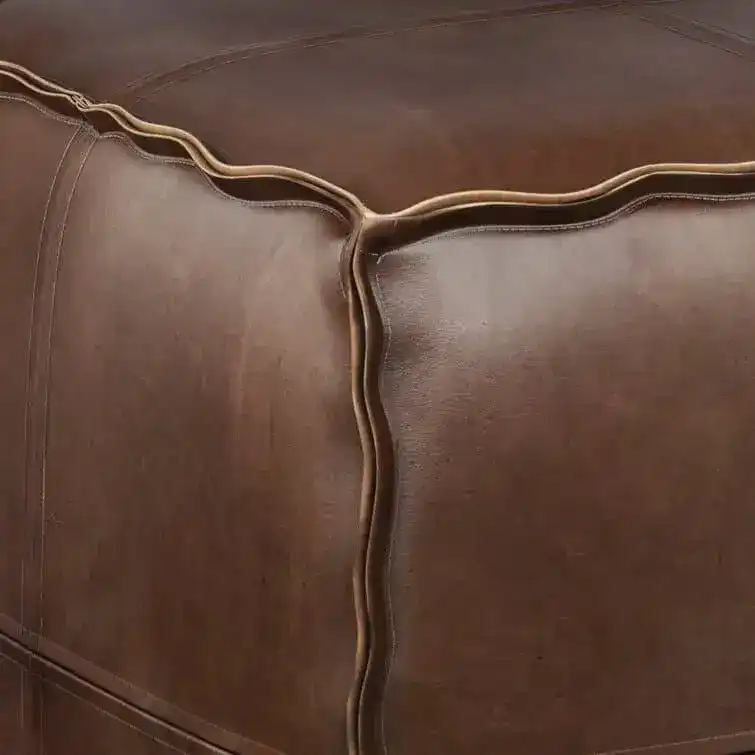 Genuine Leather Square Pouf Ottoman - Image 4