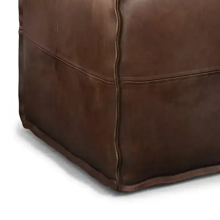 Genuine Leather Square Pouf Ottoman - Image 8