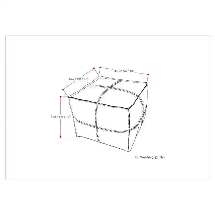 Genuine Leather Square Pouf Ottoman - Light Brown - Image 11