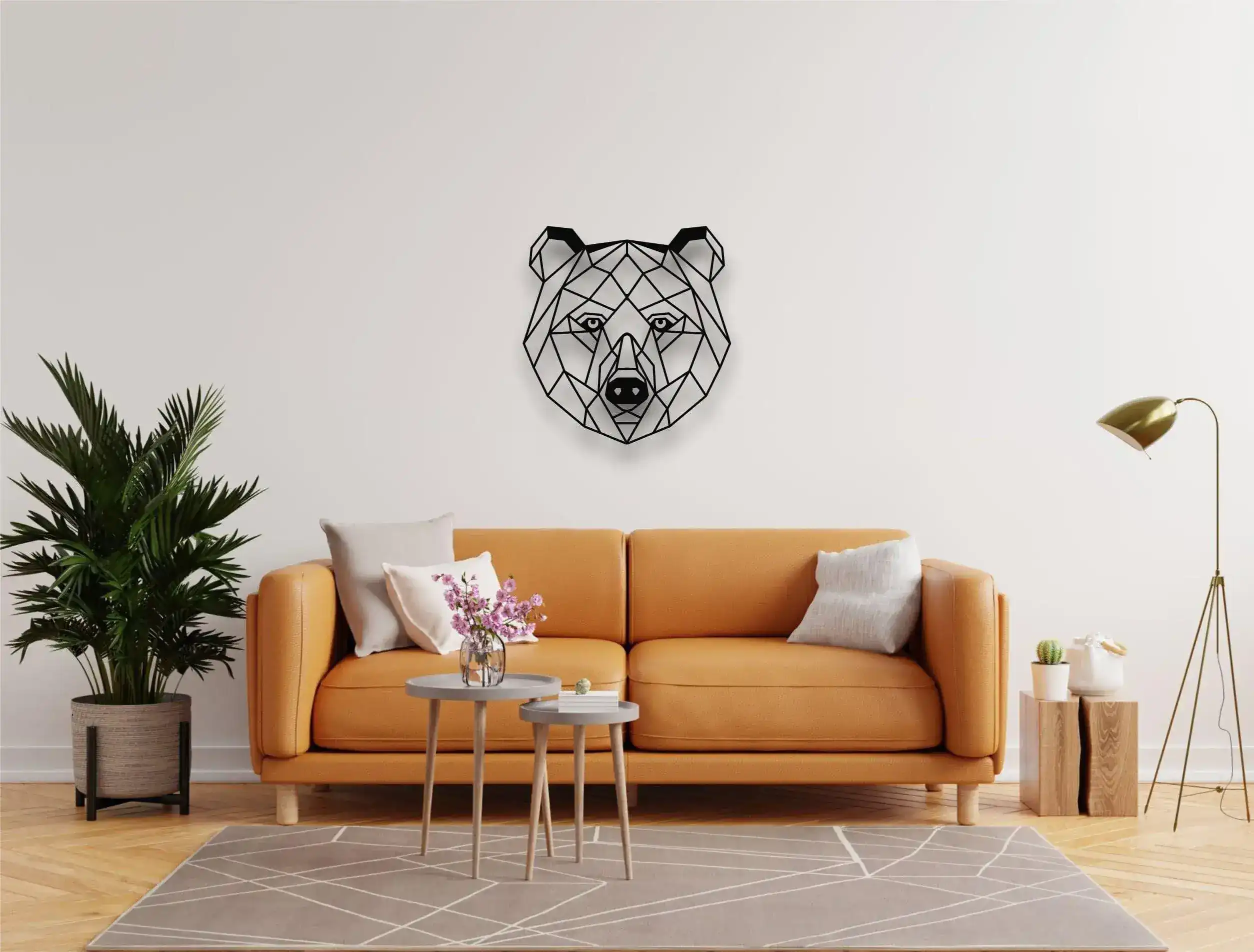 Geometric Bear Head Metal Wall Art - Image 2