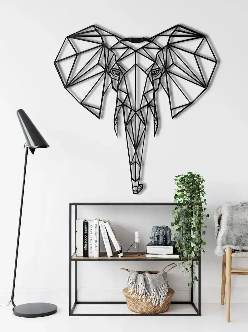 Geometric Elephant Head Metal Wall Art - Image 8