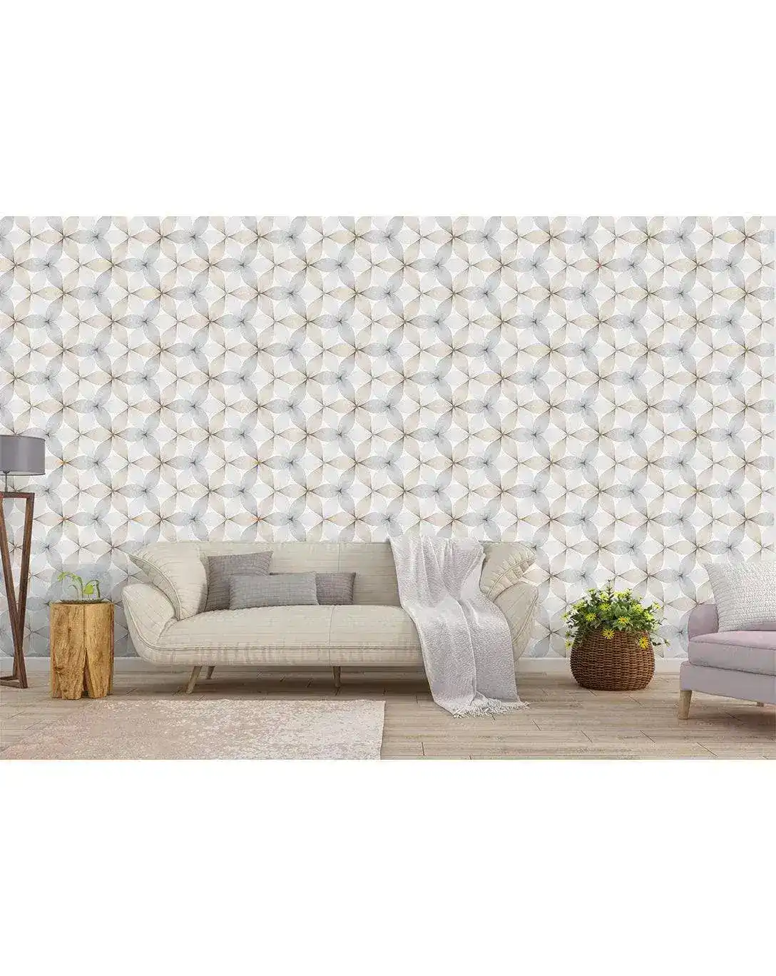Geometric Floral Linear Petal Flowers Removable Wallpaper - Image 4