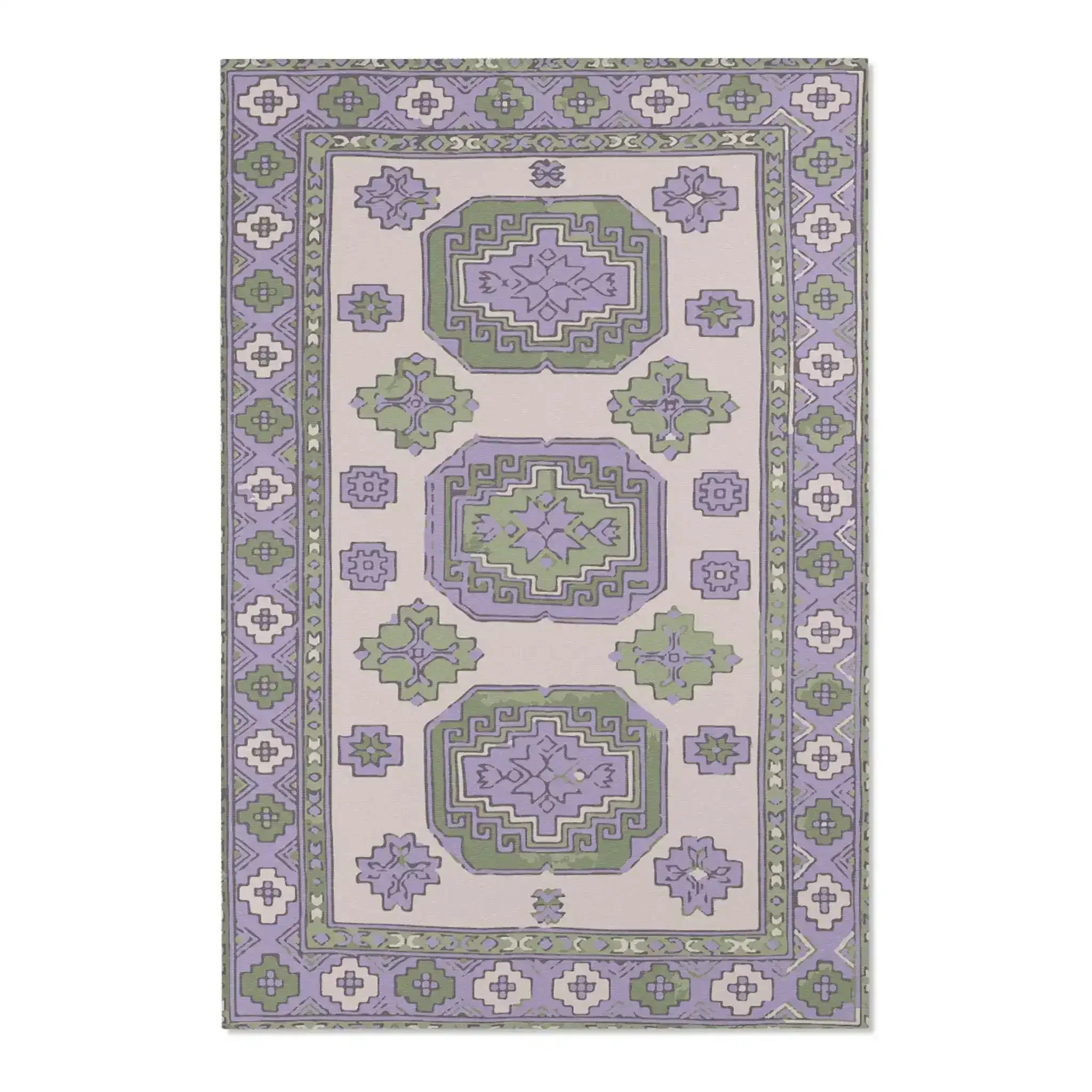 Geometric Lavender and Sage Southwestern Accent Rug - Image 3