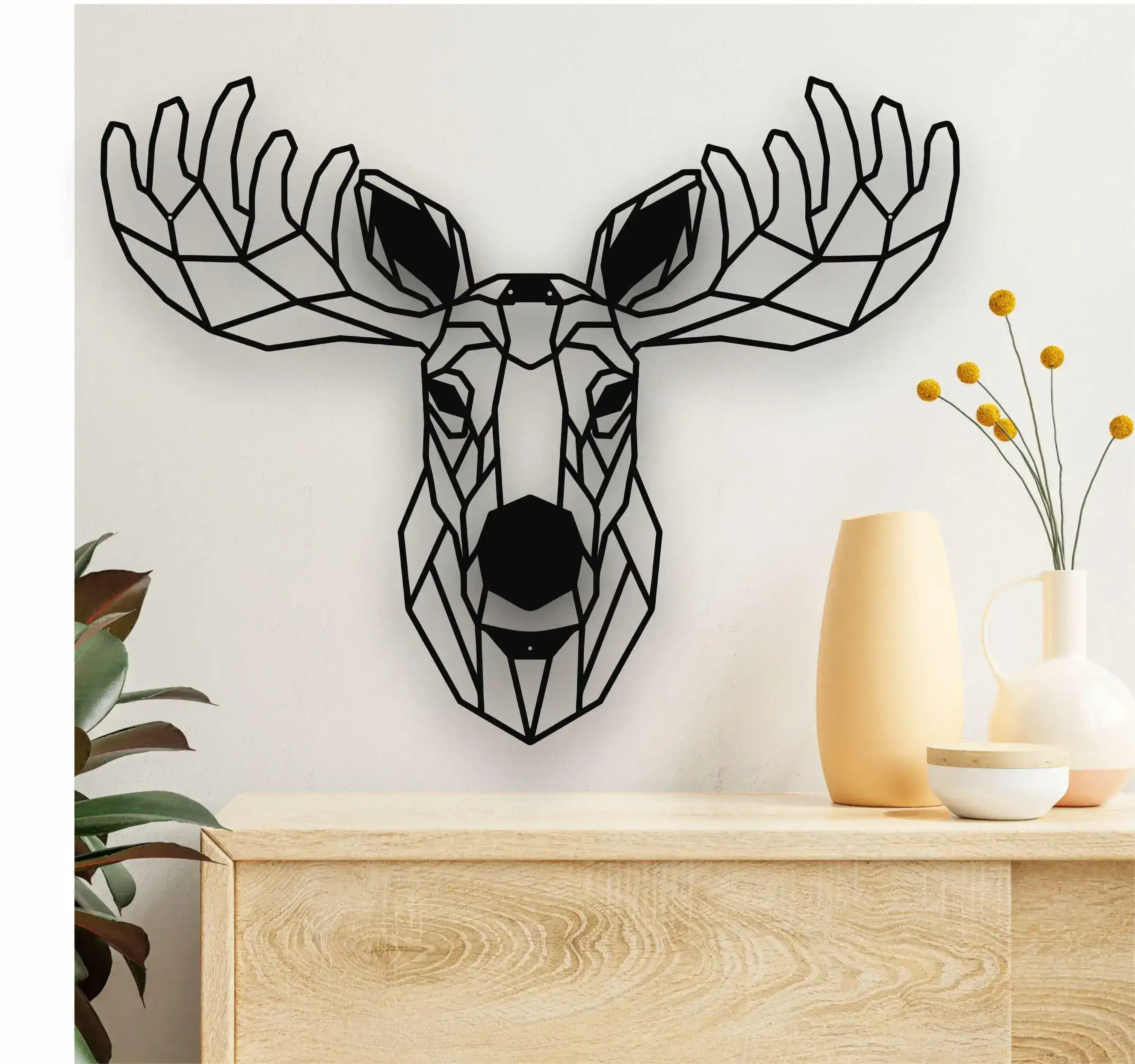 Geometric Moose Head Metal Wall Art - Image 2