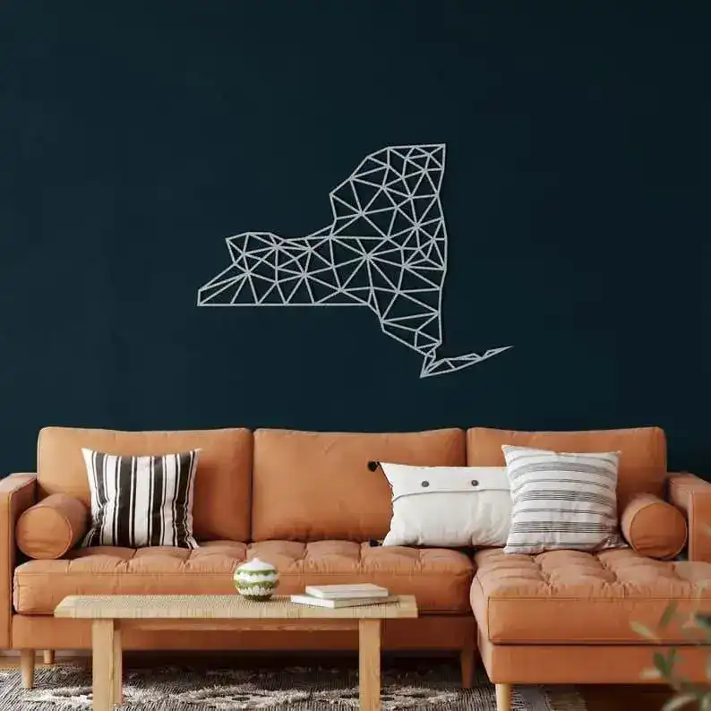 Geometric New York Map Metal Wall Decor - Image 2
