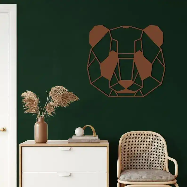 Geometric Panda Head Metal Wall Hanging Decor - Image 2