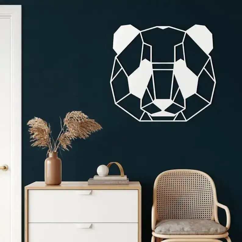 Geometric Panda Head Metal Wall Hanging Decor - Image 6