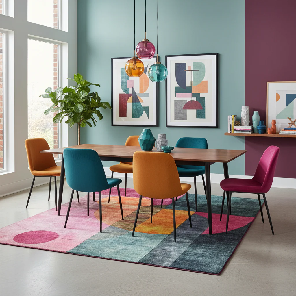 Geometric Tapestry Hand Tufted Wool Rug - Image 2