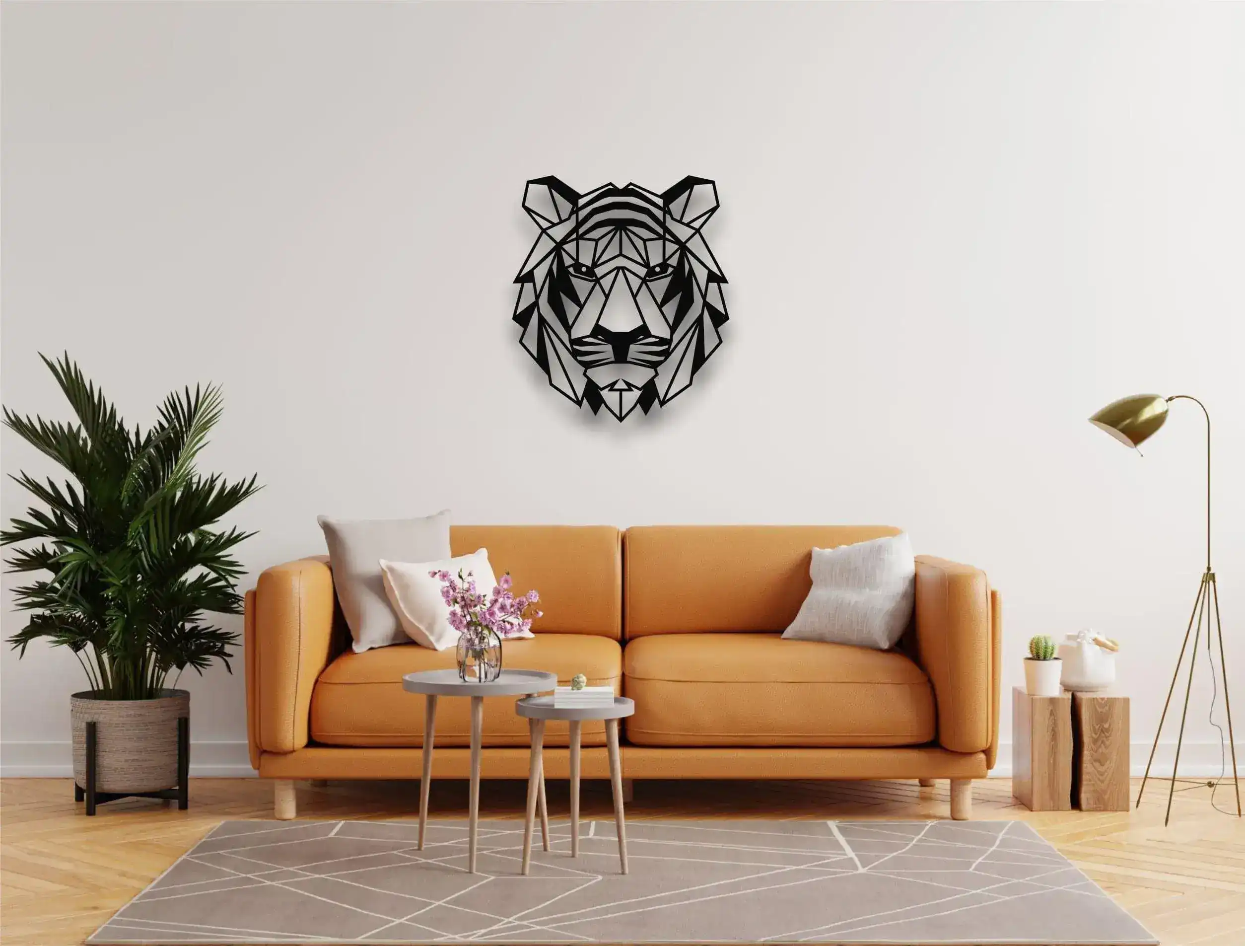 Geometric Tiger Head Metal Wall Hanging Decor - Image 2