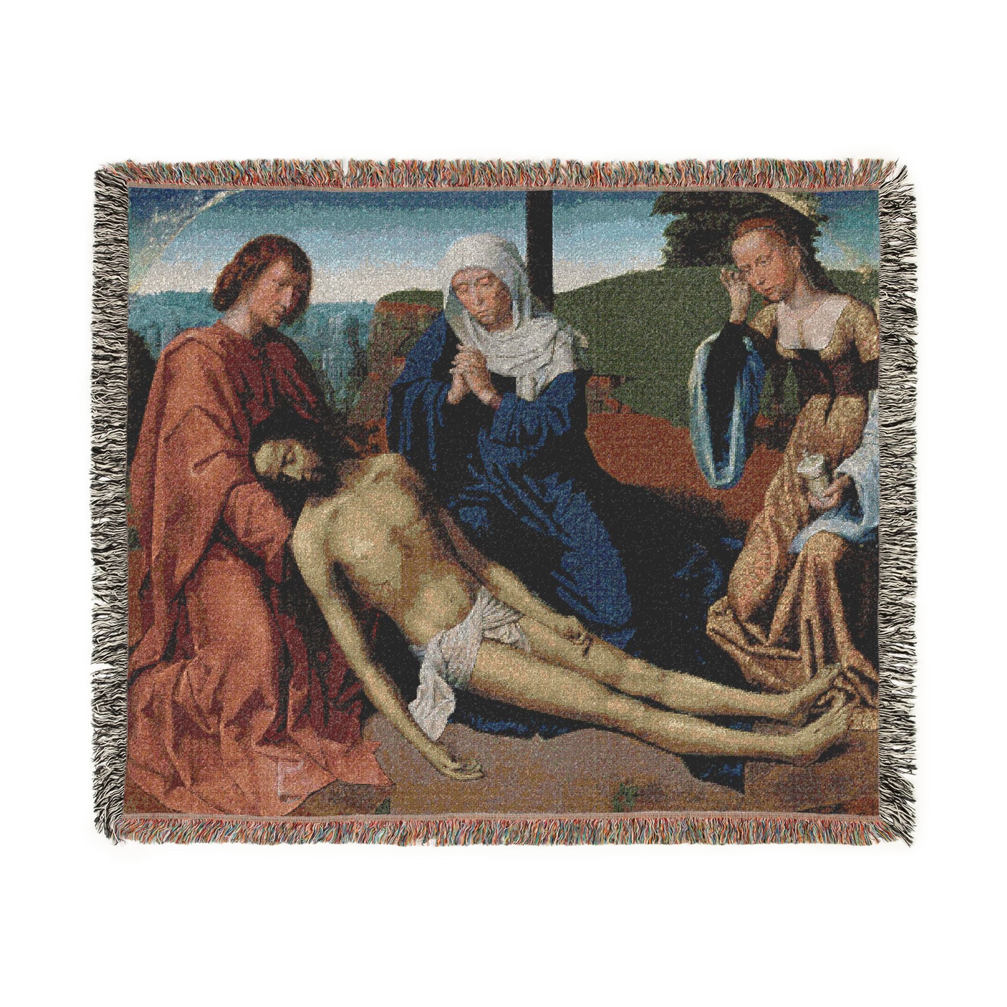 Gerard David - Lamentation over the Body of Christ | Woven Tapestry Blanket - Image 7
