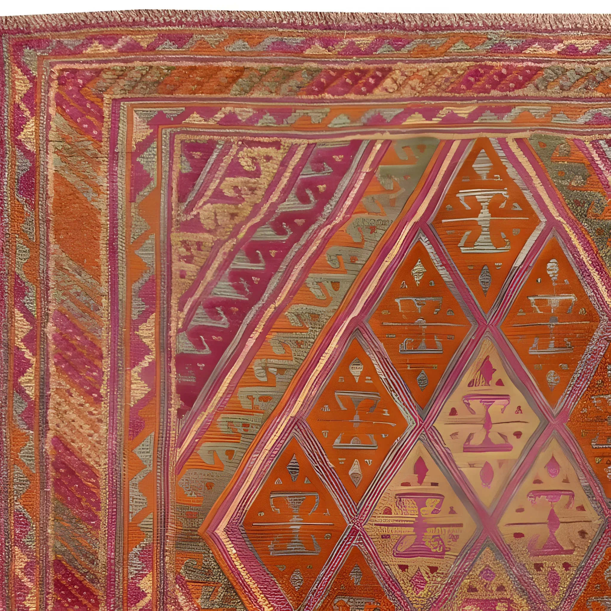 Gilded Citrus Diamonds Hand Knotted Area Rug - Image 6
