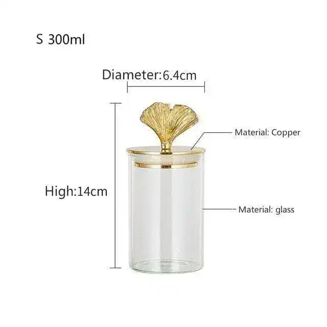 Gingko Leaf brassed Storage Jar with Sealed Lid - Image 7