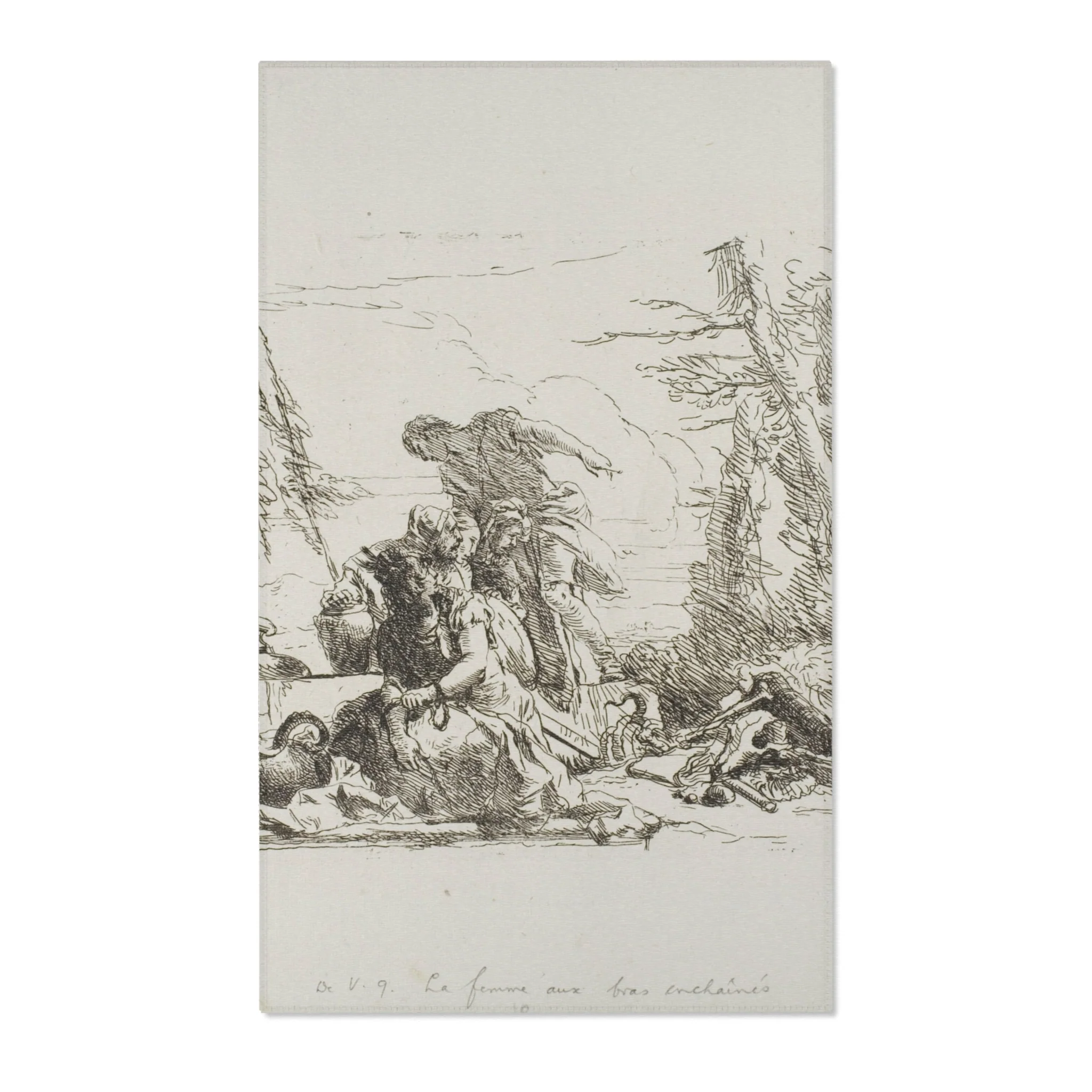 Giovanni Battista Tiepolo - A Woman with her Arms in Chains and Four Other Figures, from Capricci | Area Rug - Image 2