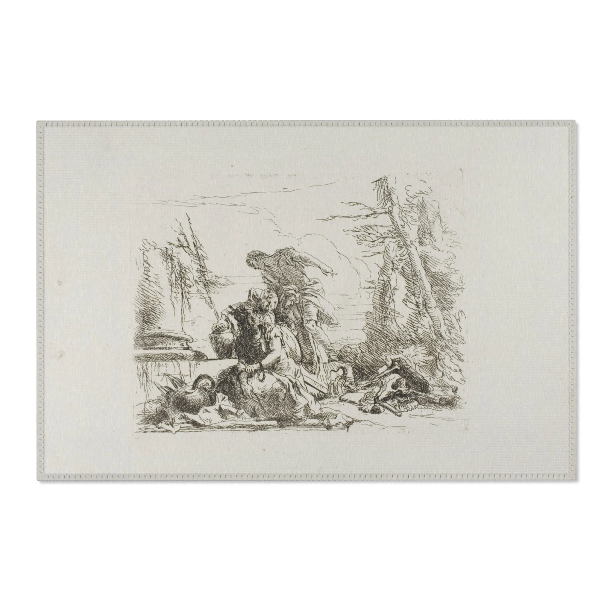 Giovanni Battista Tiepolo - A Woman with her Arms in Chains and Four Other Figures, from Capricci | Area Rug - Image 4