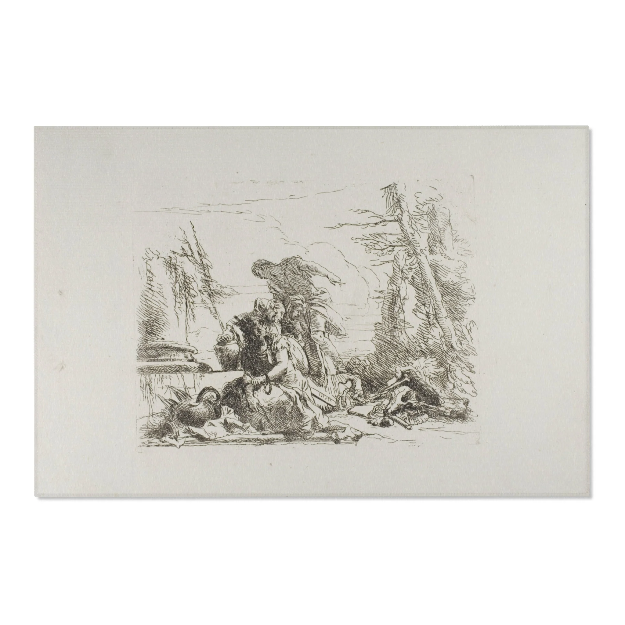 Giovanni Battista Tiepolo - A Woman with her Arms in Chains and Four Other Figures, from Capricci | Area Rug - Image 6