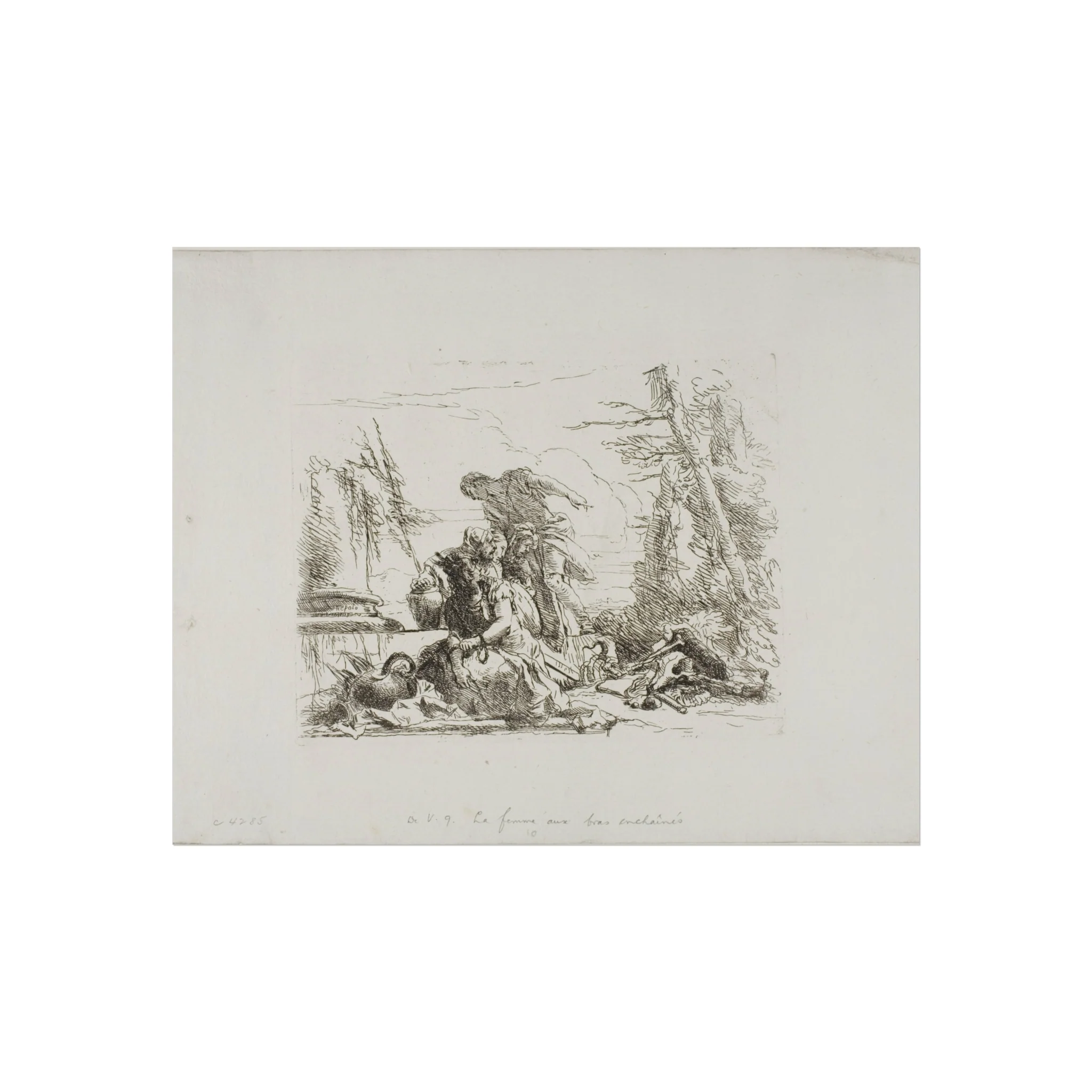 Giovanni Battista Tiepolo - A Woman with her Arms in Chains and Four Other Figures, from Capricci | Fine Art Poster - Image 2