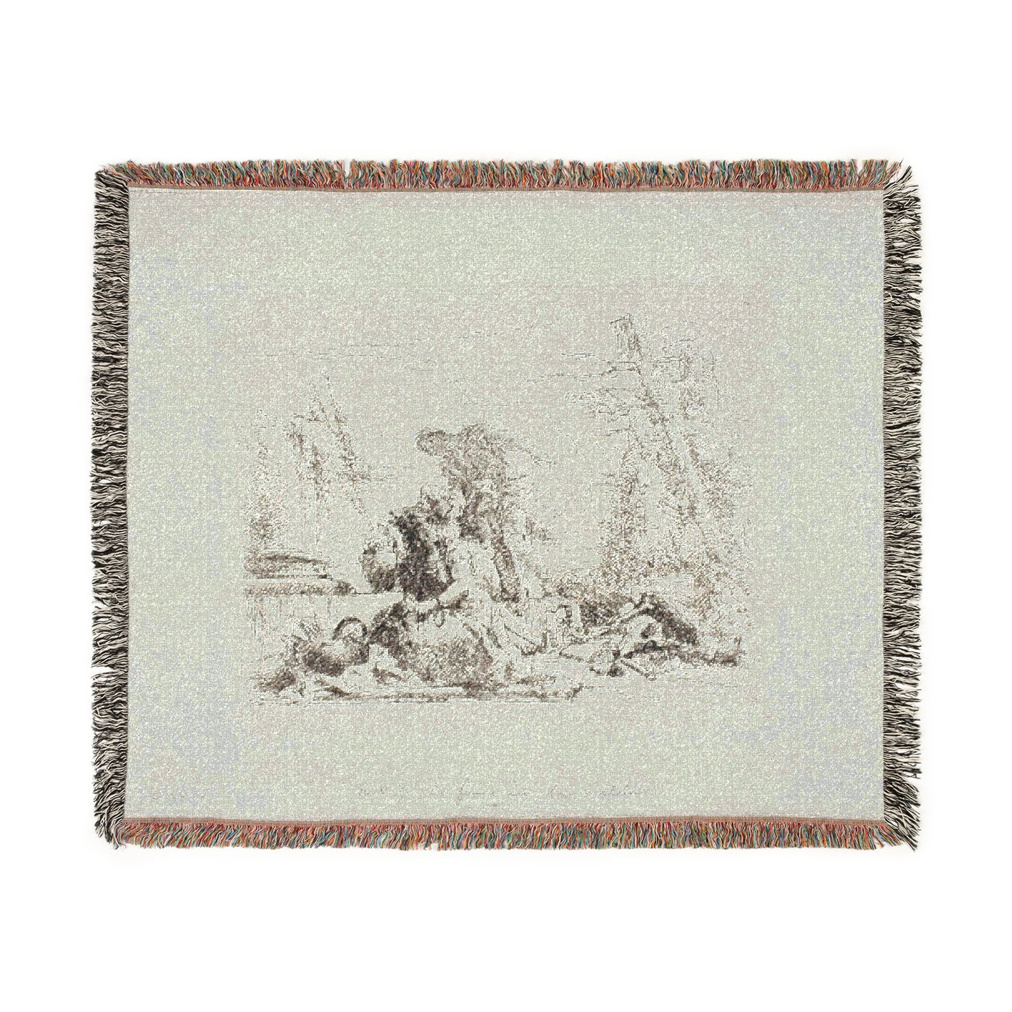 Giovanni Battista Tiepolo - A Woman with her Arms in Chains and Four Other Figures, from Capricci | Woven Tapestry Blanket - Image 2