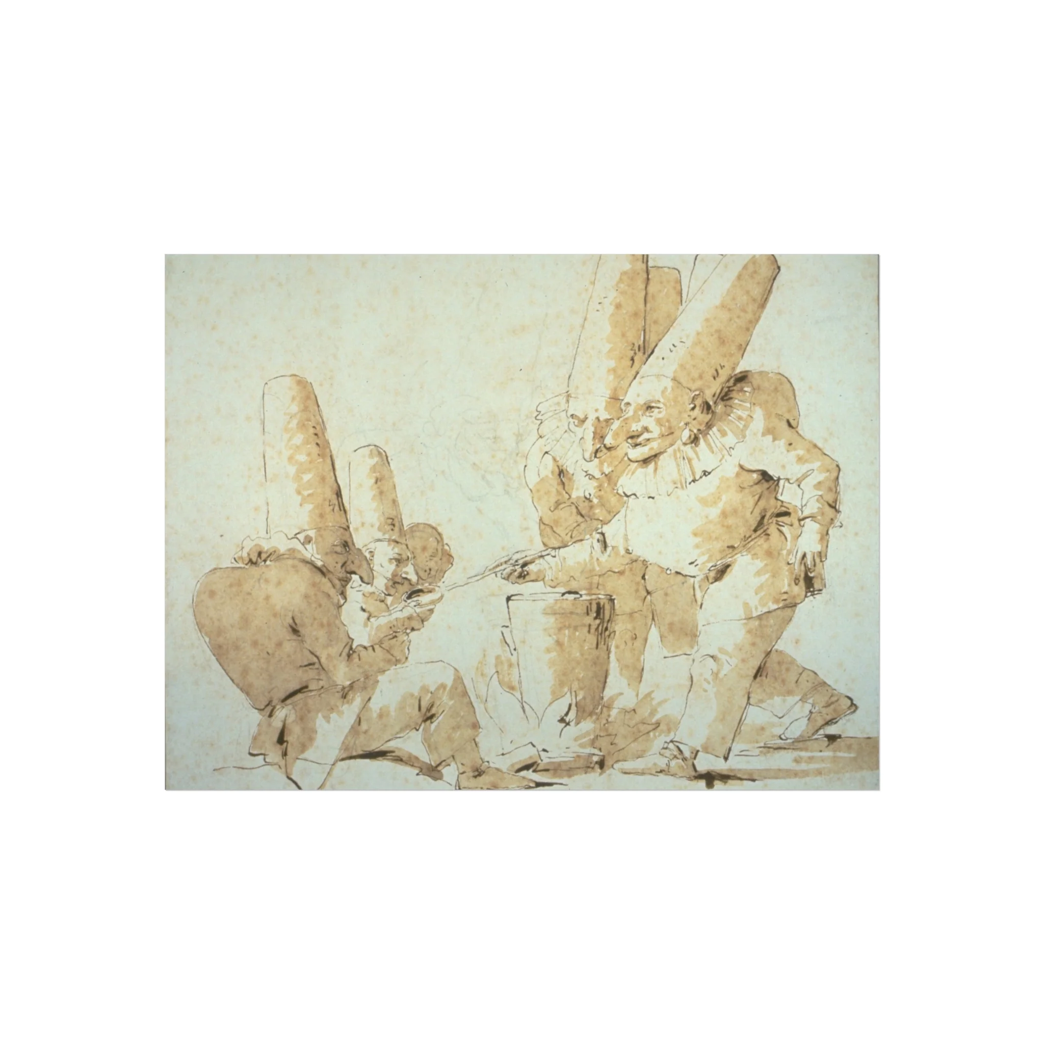 Giovanni Battista Tiepolo - Punchinellos Cooking and Tasting Gnocchi (Punchinellos' Repast) | Fine Art Poster - Image 3