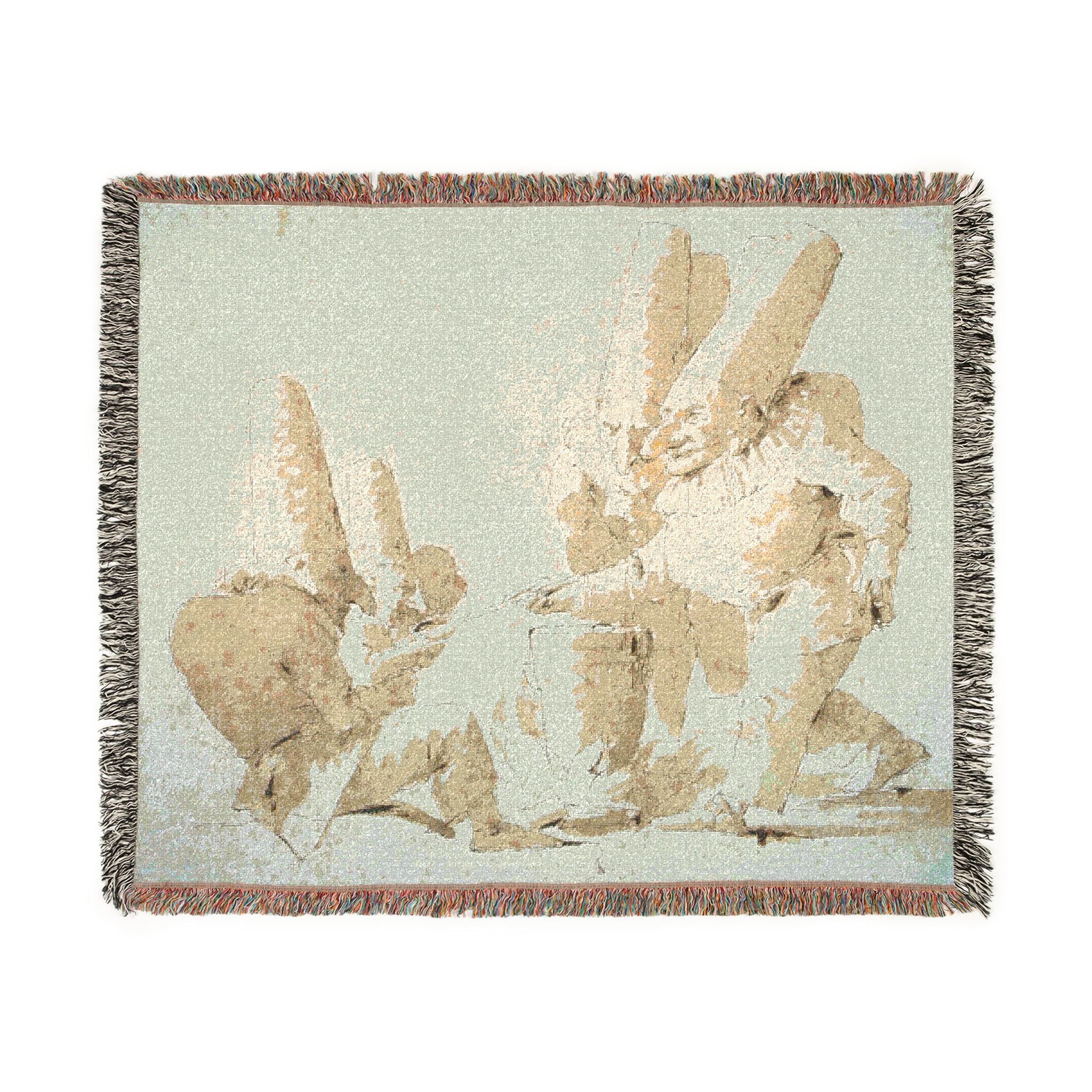 Giovanni Battista Tiepolo - Punchinellos Cooking and Tasting Gnocchi (Punchinellos' Repast) | Woven Tapestry Blanket - Image 7
