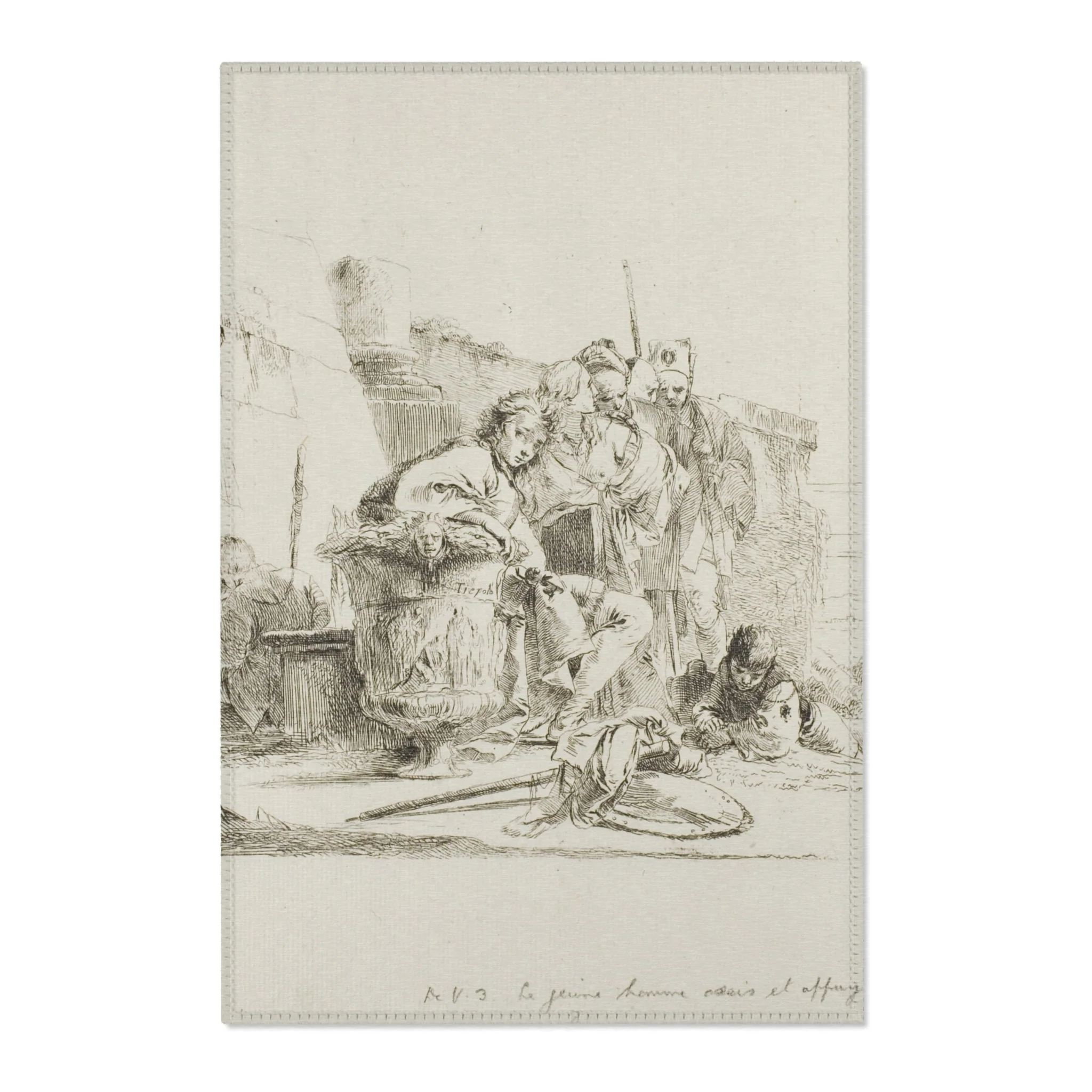 Giovanni Battista Tiepolo - Seated Youth Leaning Against an Urn, from Capricci | Area Rug