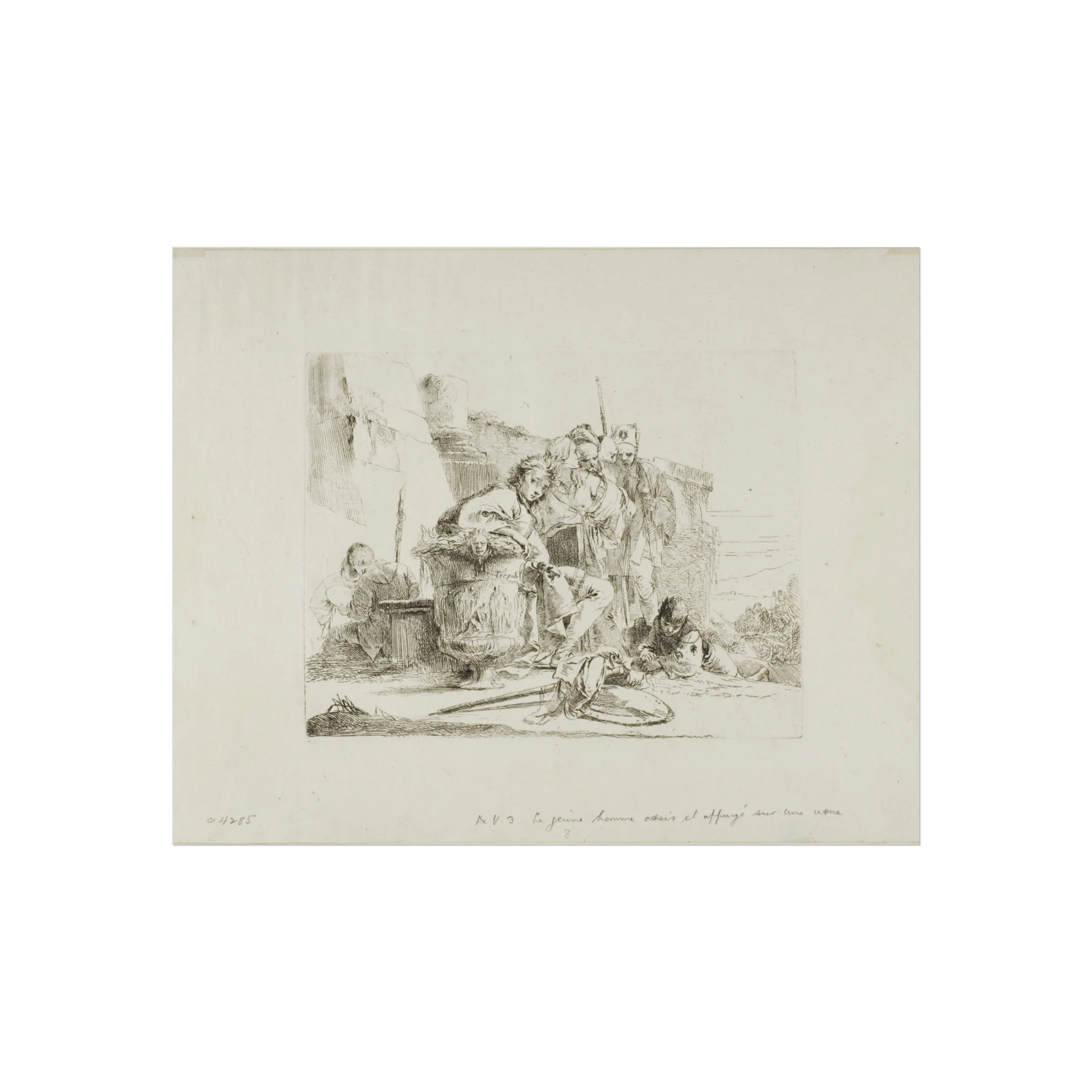Giovanni Battista Tiepolo - Seated Youth Leaning Against an Urn, from Capricci | Fine Art Poster - Image 2