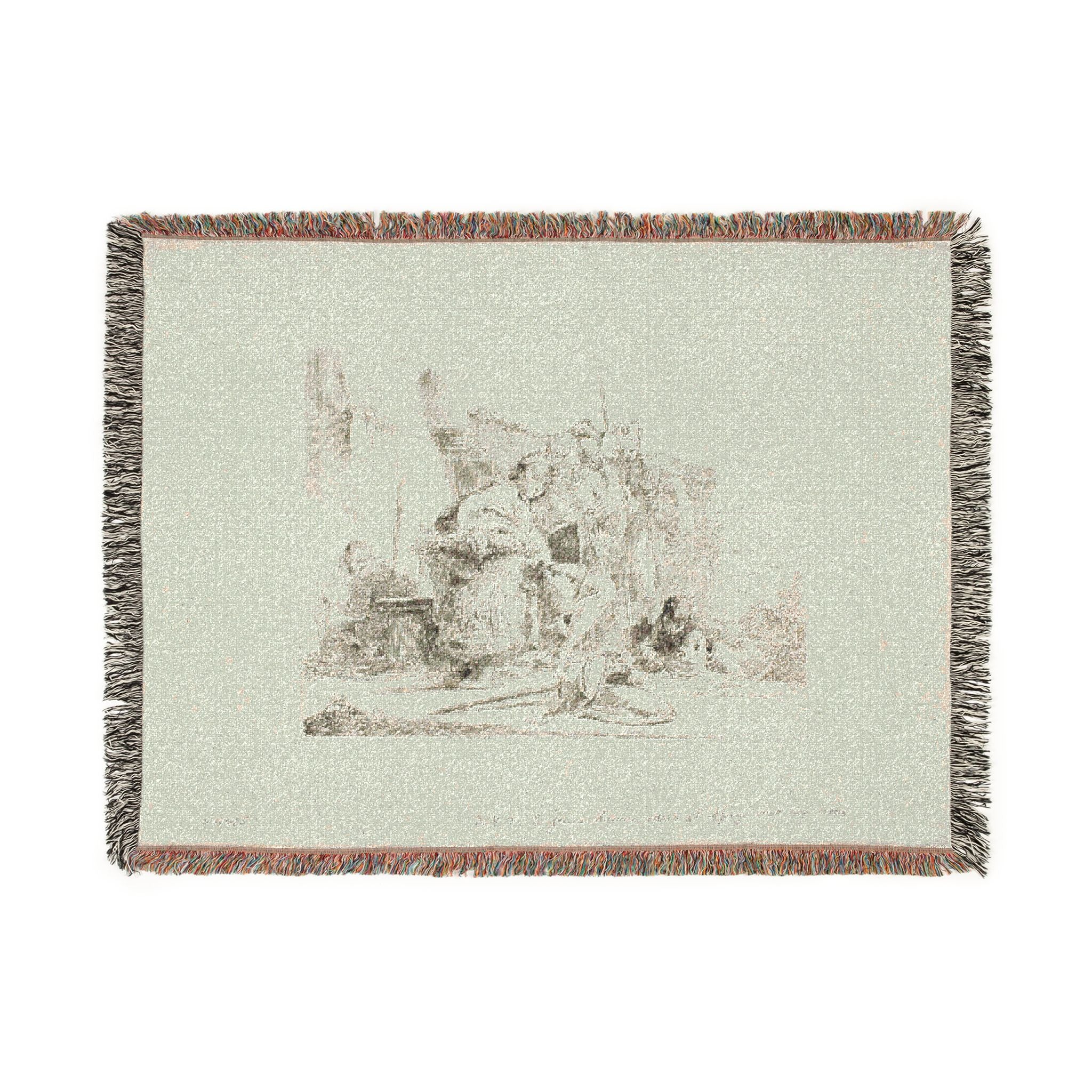 Giovanni Battista Tiepolo - Seated Youth Leaning Against an Urn, from Capricci | Woven Tapestry Blanket - Image 10