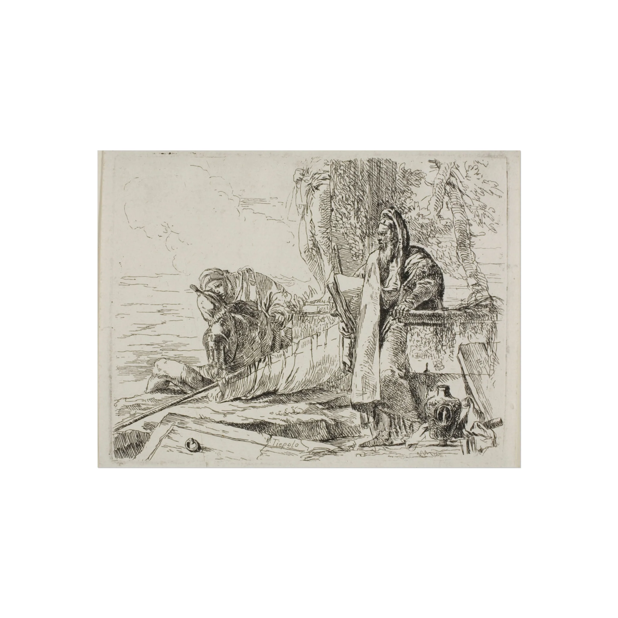 Giovanni Battista Tiepolo - Standing Philosopher and Two Other Figures, from Capricci | Fine Art Poster - Image 3