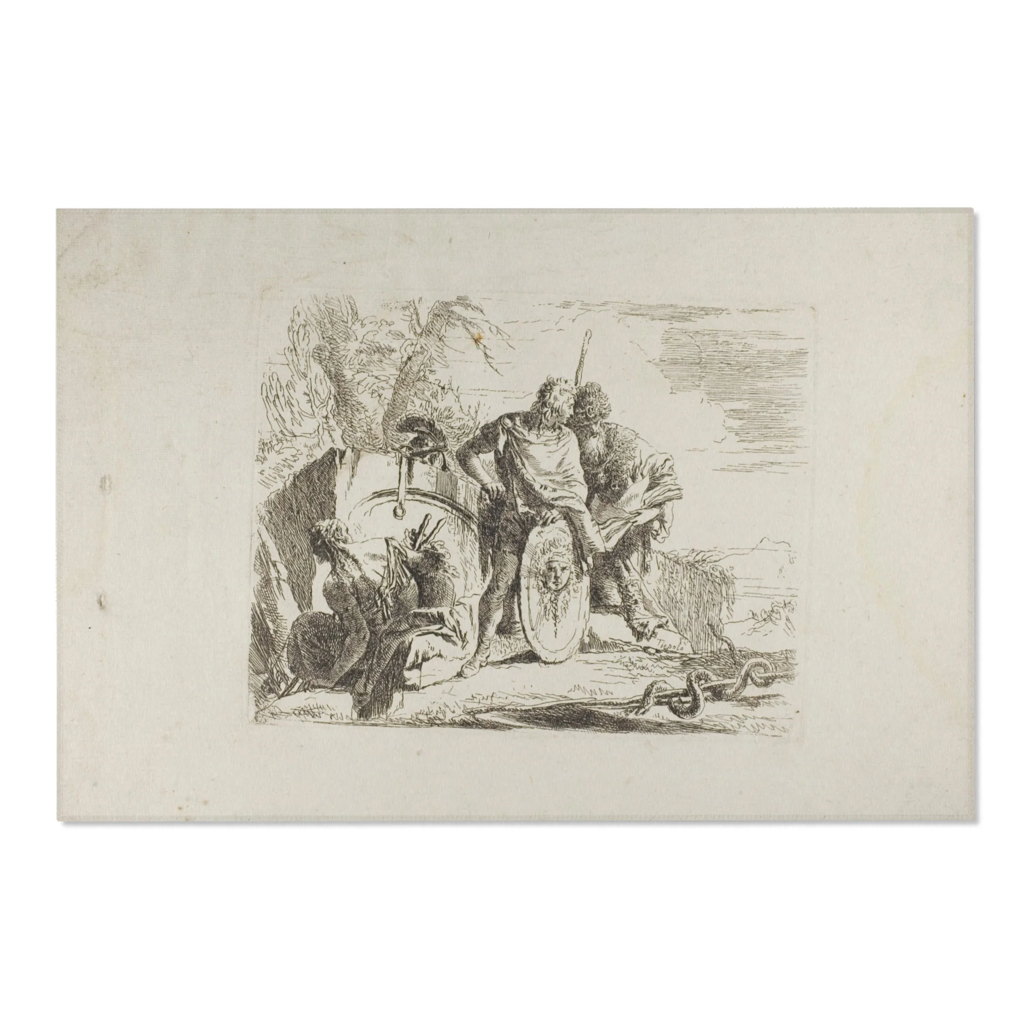 Giovanni Battista Tiepolo - The Astrologer and the Young Soldier, from Capricci | Area Rug - Image 6