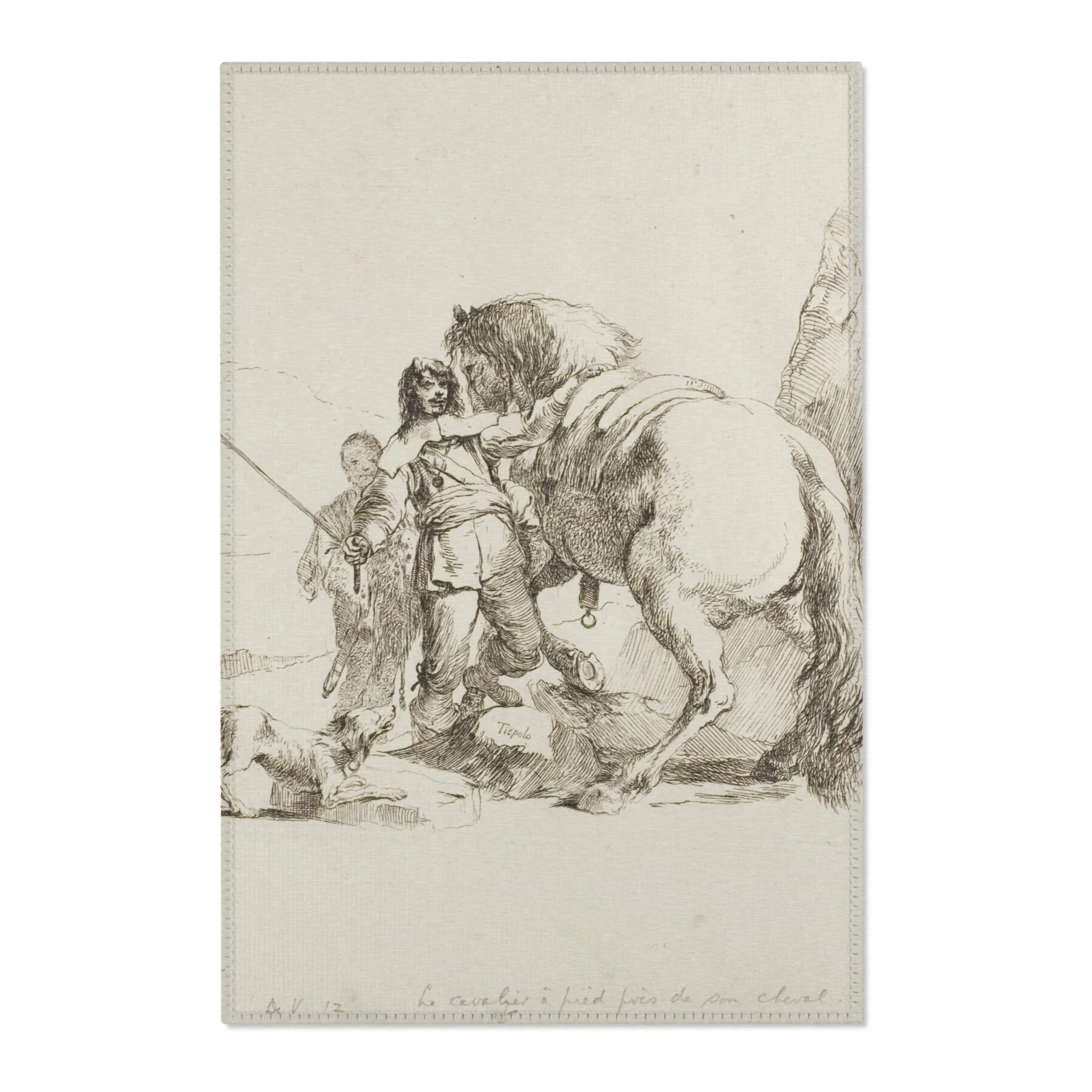 Giovanni Battista Tiepolo - The Rider Standing by His Horse, from Capricci | Area Rug