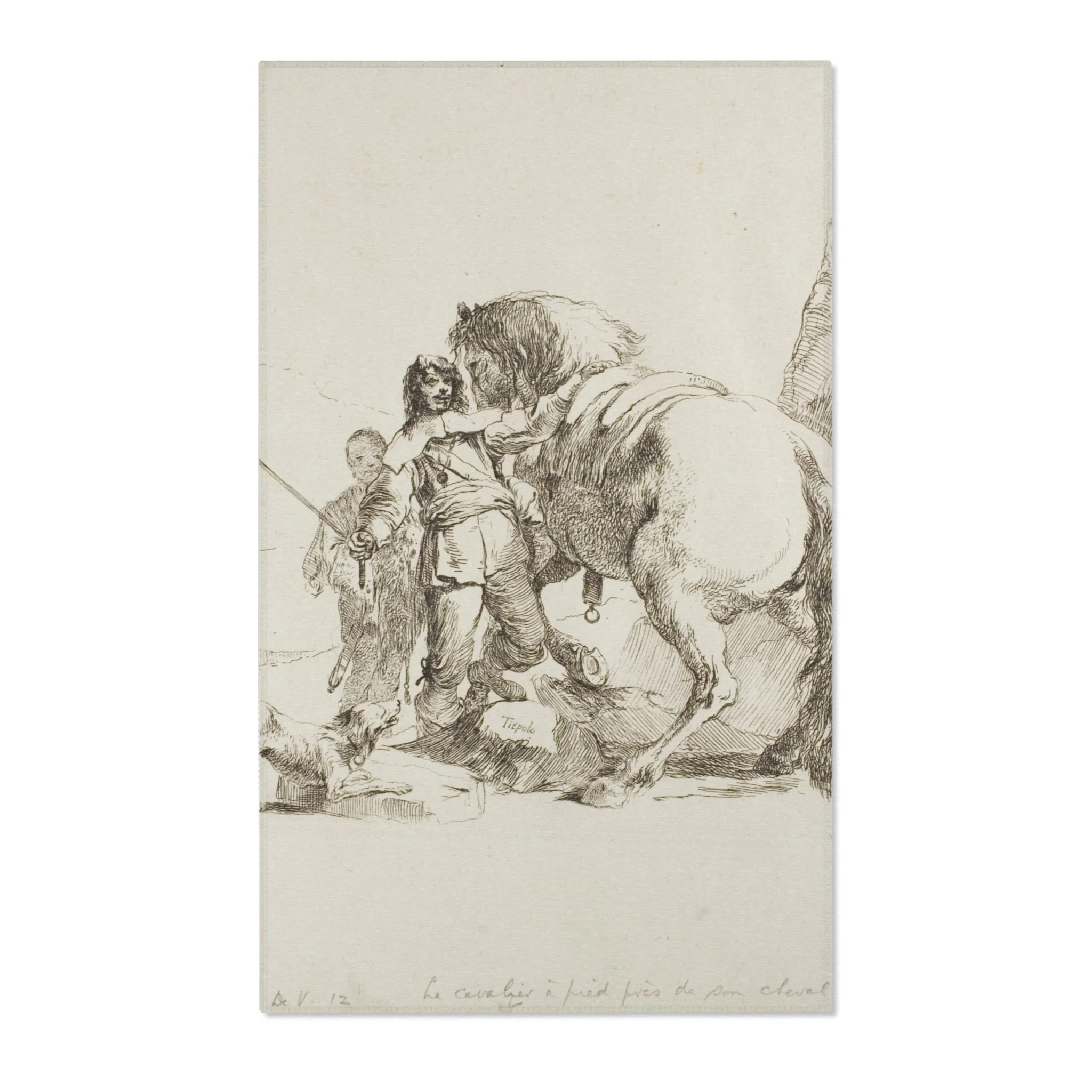 Giovanni Battista Tiepolo - The Rider Standing by His Horse, from Capricci | Area Rug - Image 2