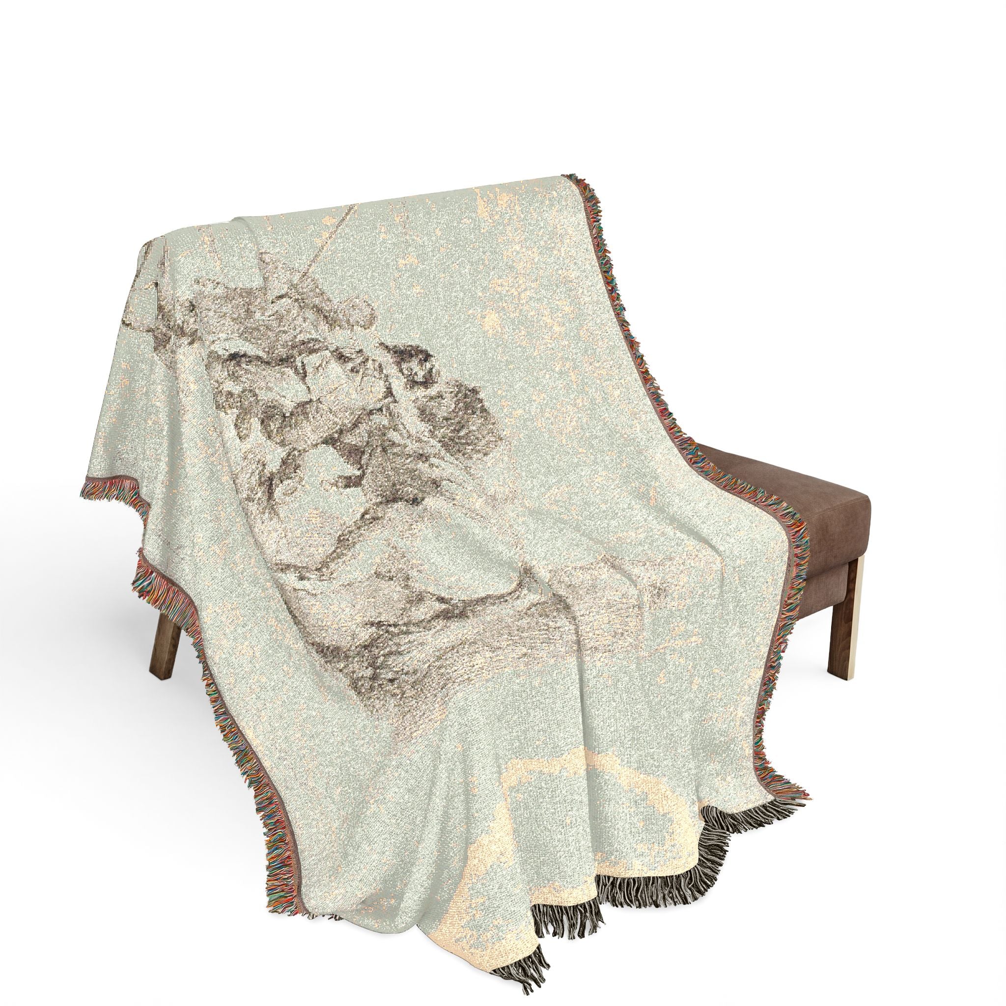 Giovanni Battista Tiepolo - The Rider Standing by His Horse, from Capricci | Woven Tapestry Blanket - Image 3