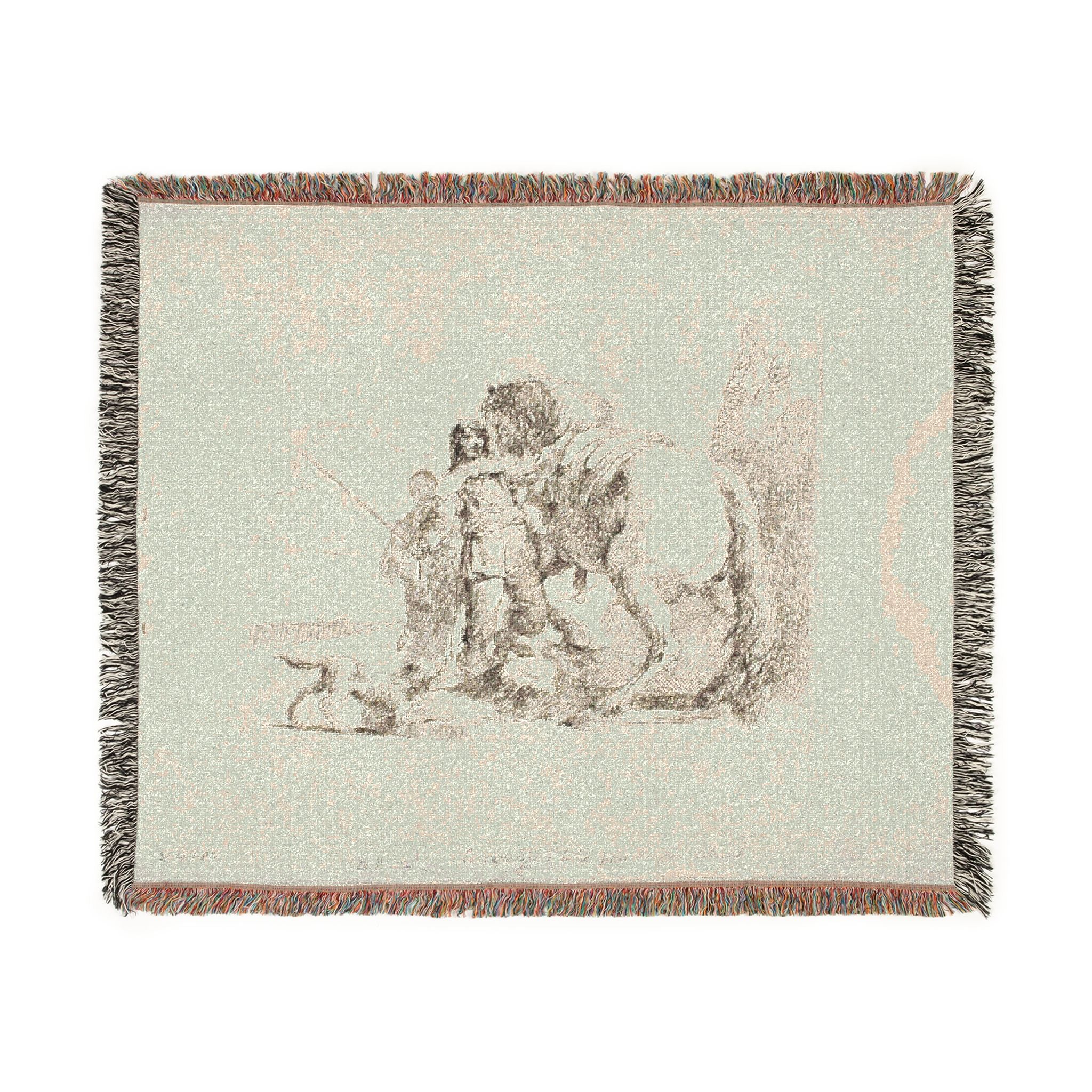 Giovanni Battista Tiepolo - The Rider Standing by His Horse, from Capricci | Woven Tapestry Blanket - Image 7