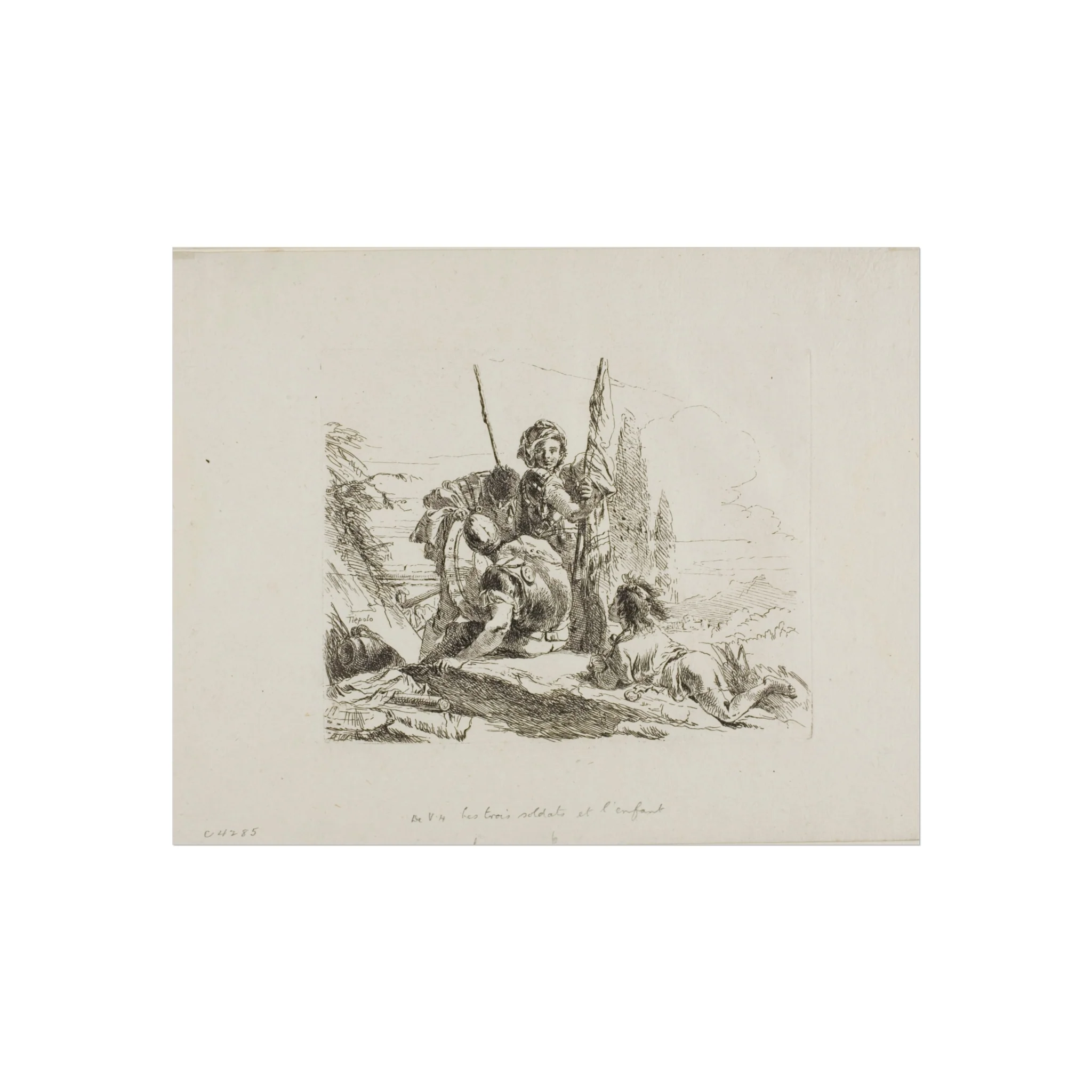 Giovanni Battista Tiepolo - Three Soldiers and a Boy, from Capricci | Fine Art Poster - Image 2