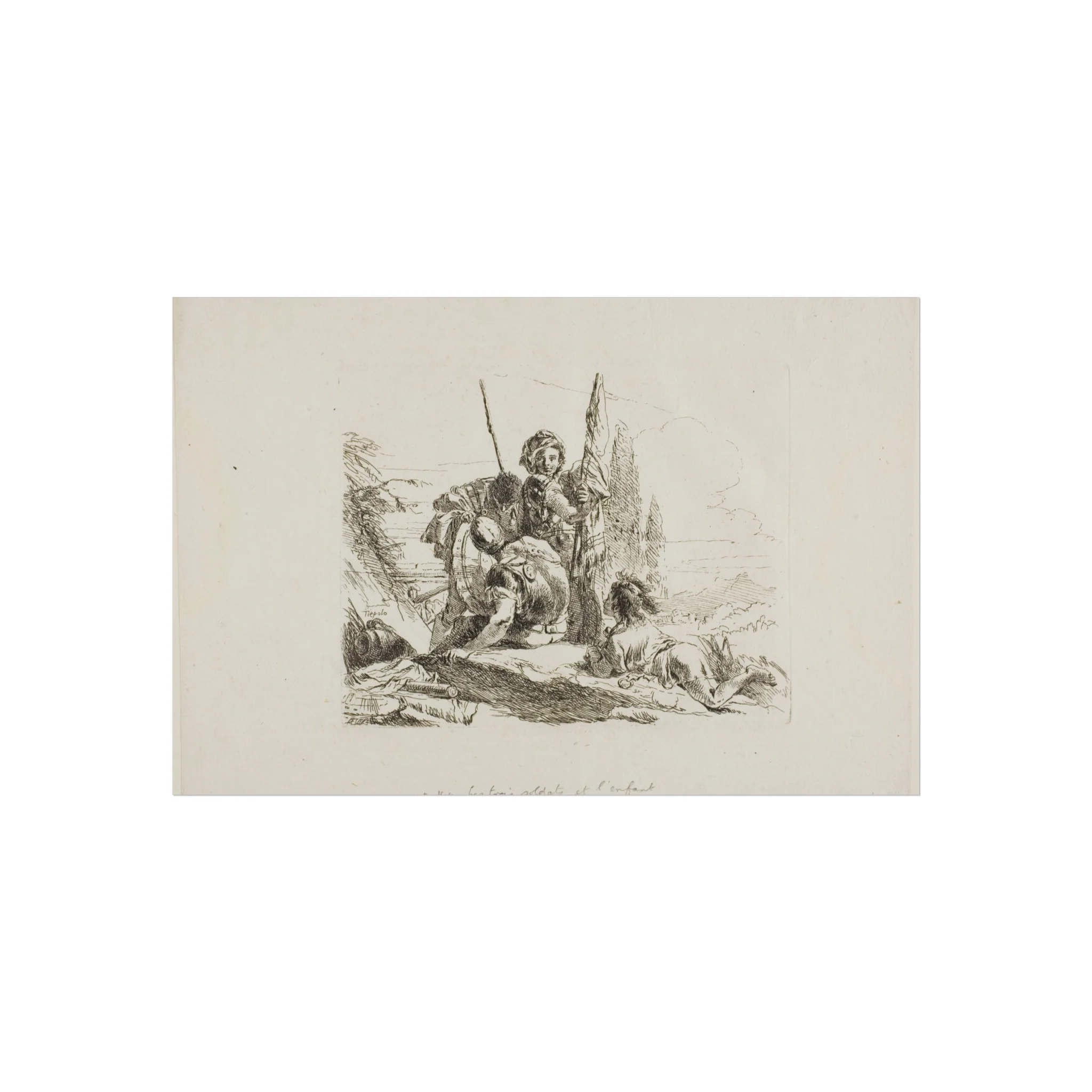 Giovanni Battista Tiepolo - Three Soldiers and a Boy, from Capricci | Fine Art Poster - Image 4