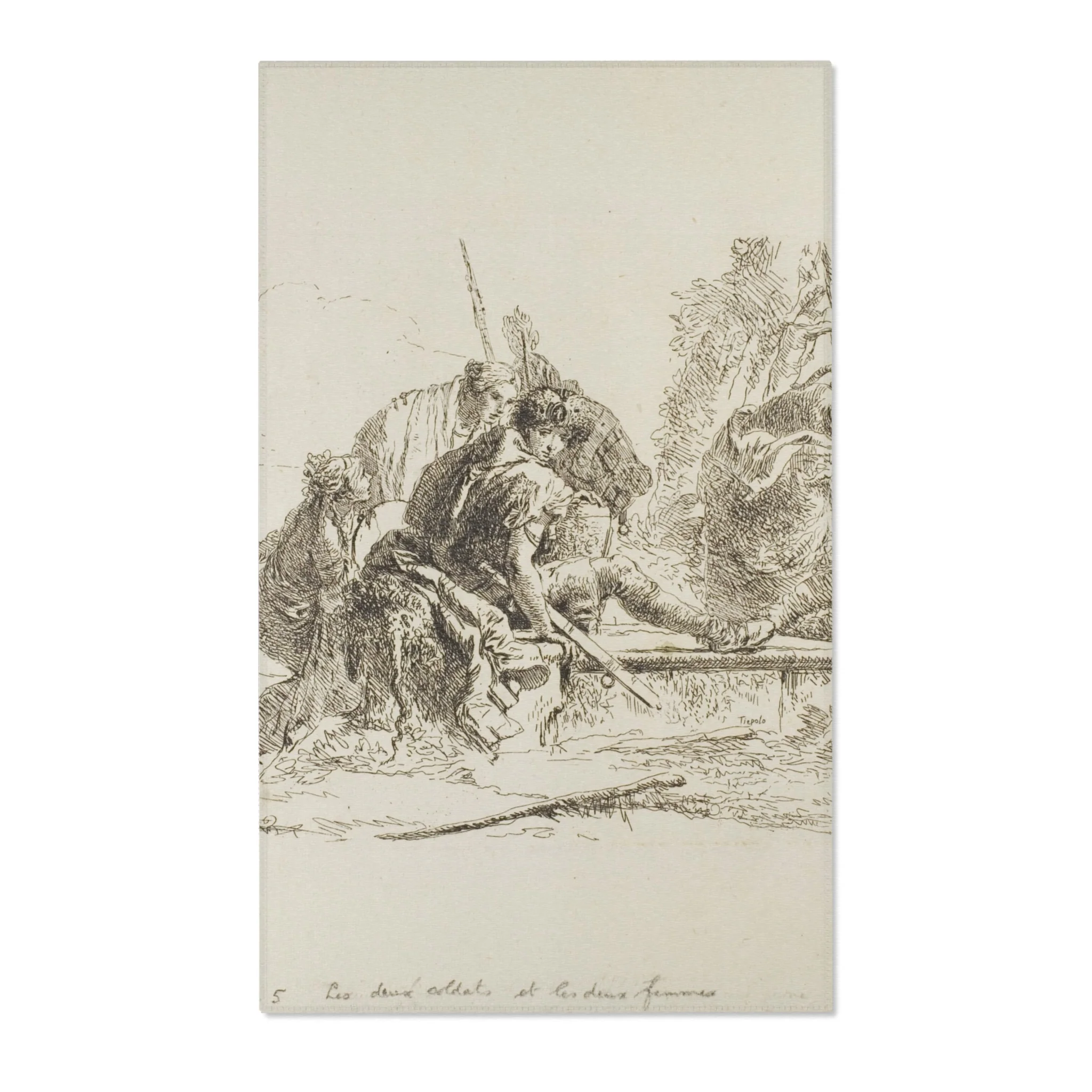 Giovanni Battista Tiepolo - Two Soldiers and Two Women, from Capricci | Area Rug - Image 2