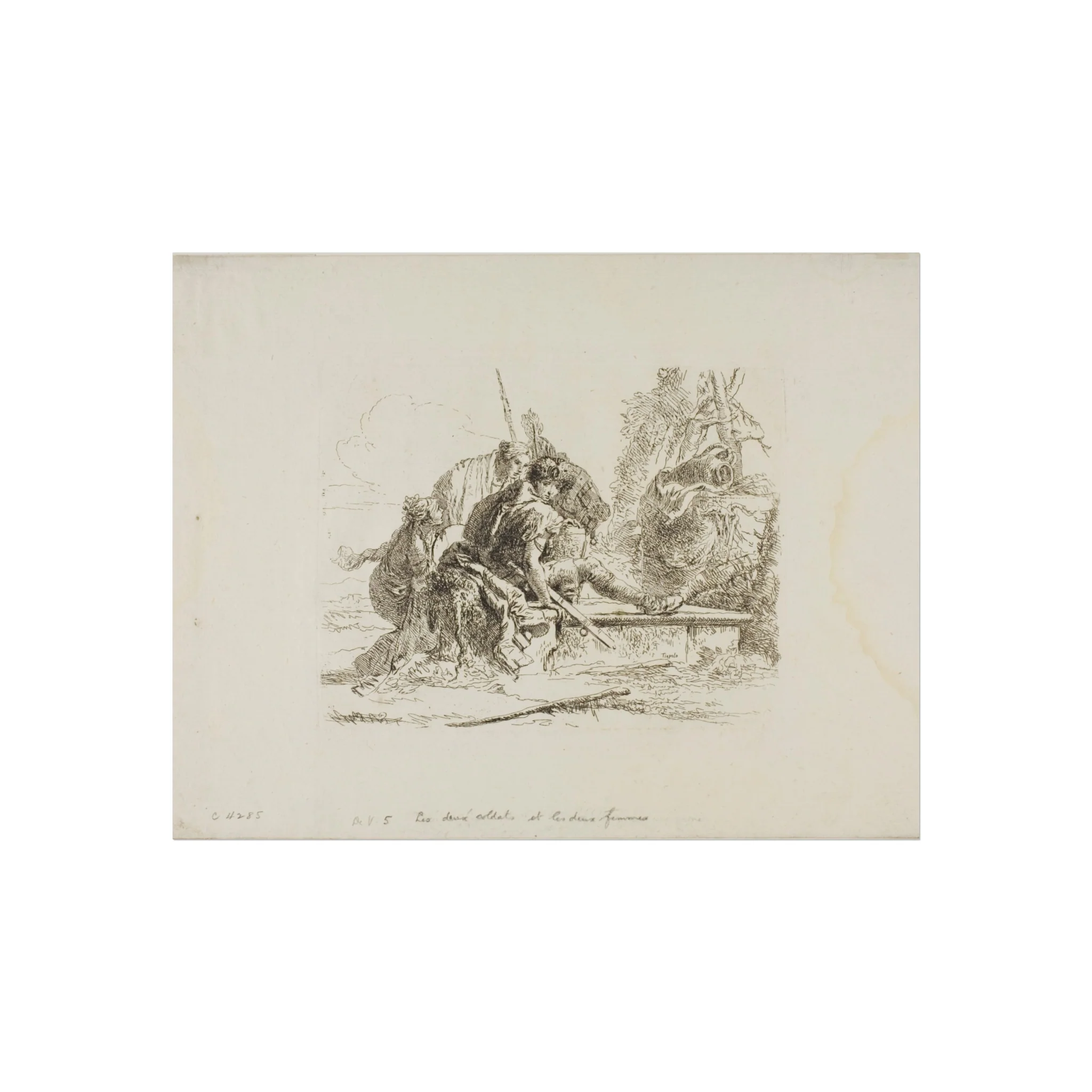 Giovanni Battista Tiepolo - Two Soldiers and Two Women, from Capricci | Fine Art Poster