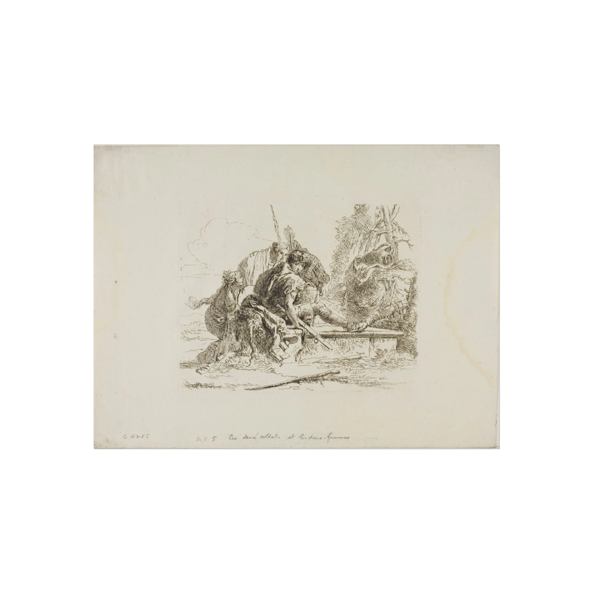 Giovanni Battista Tiepolo - Two Soldiers and Two Women, from Capricci | Fine Art Poster - Image 3