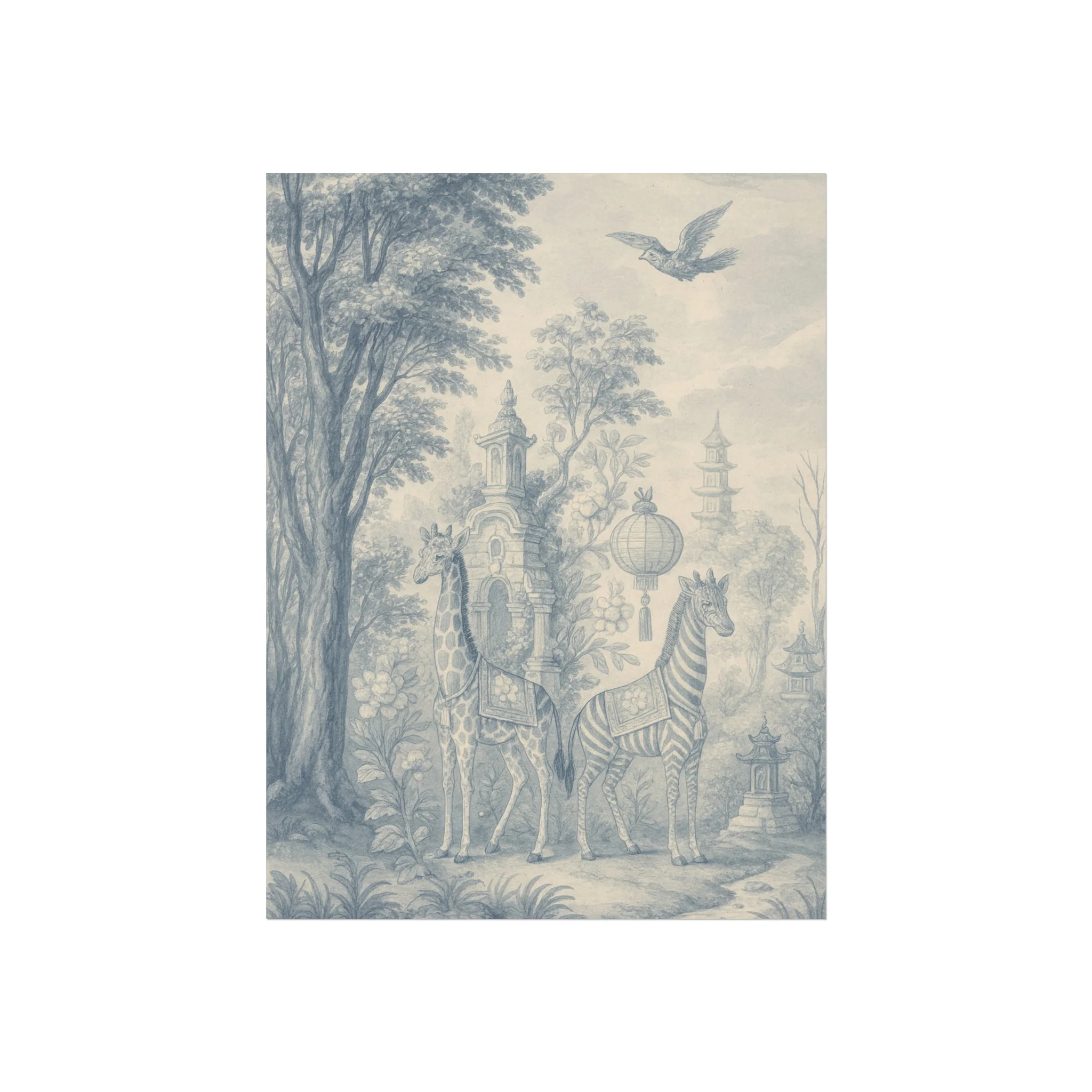 Giraffe and Zebra Dream Land Fine Art Poster - Image 10