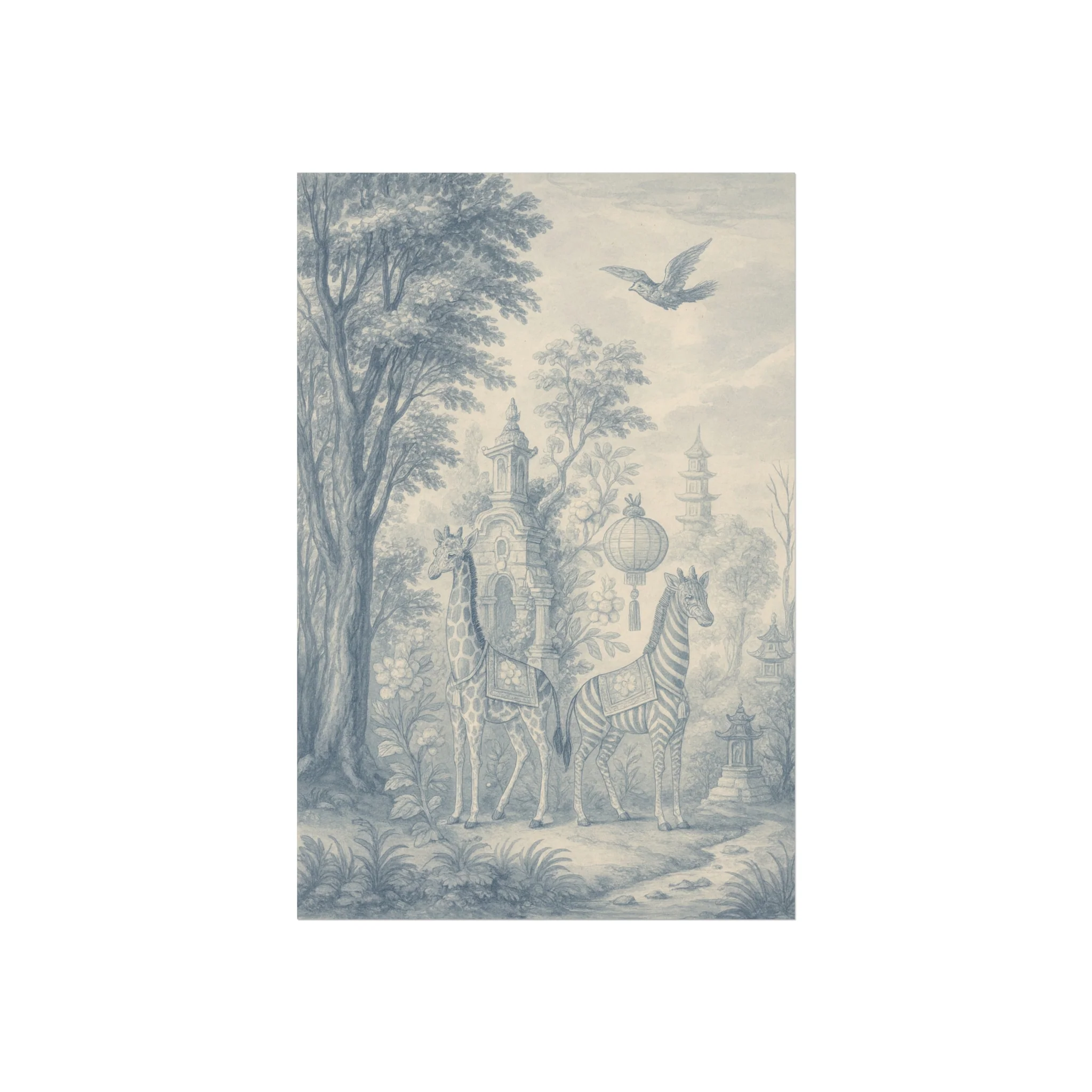 Giraffe and Zebra Dream Land Fine Art Poster - Image 2