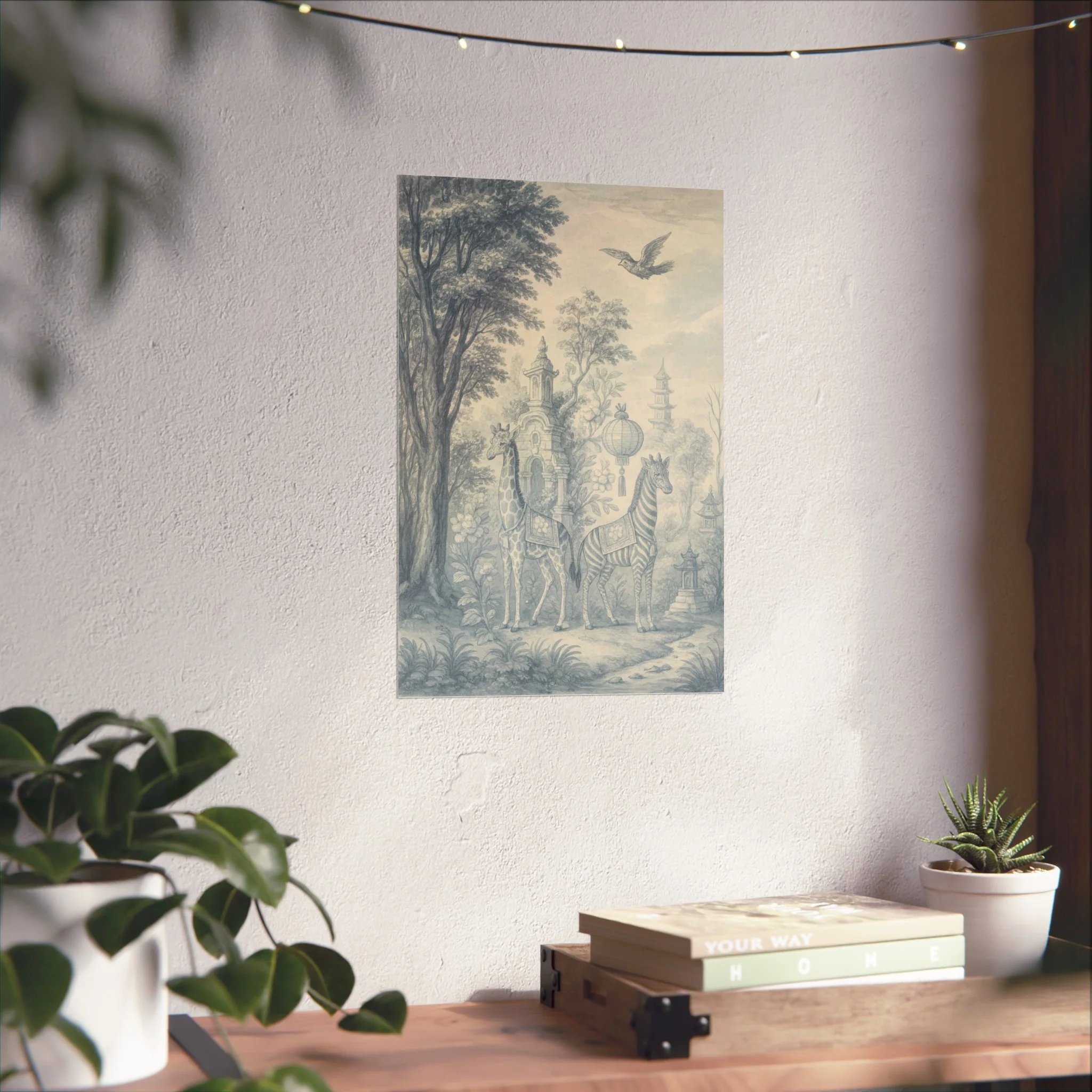Giraffe and Zebra Dream Land Fine Art Poster - Image 30