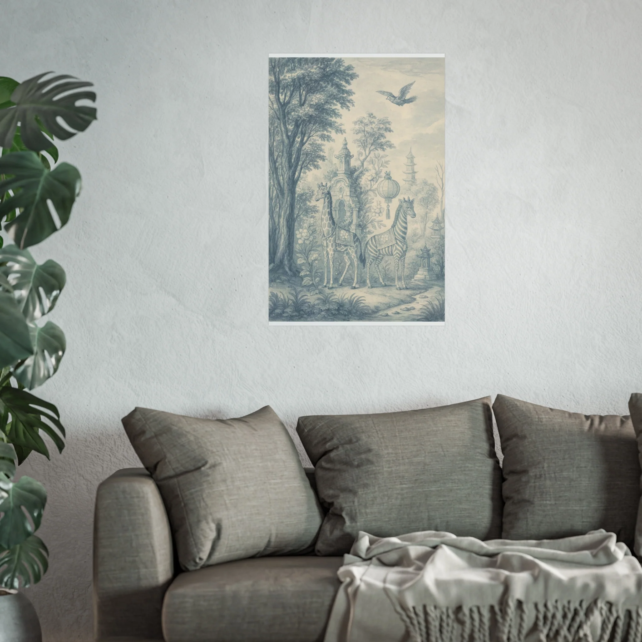 Giraffe and Zebra Dream Land Fine Art Poster - Image 39