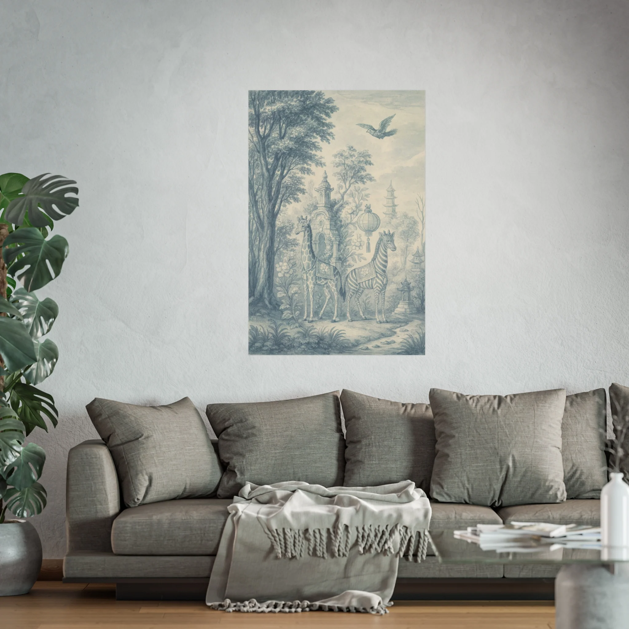 Giraffe and Zebra Dream Land Fine Art Poster - Image 47