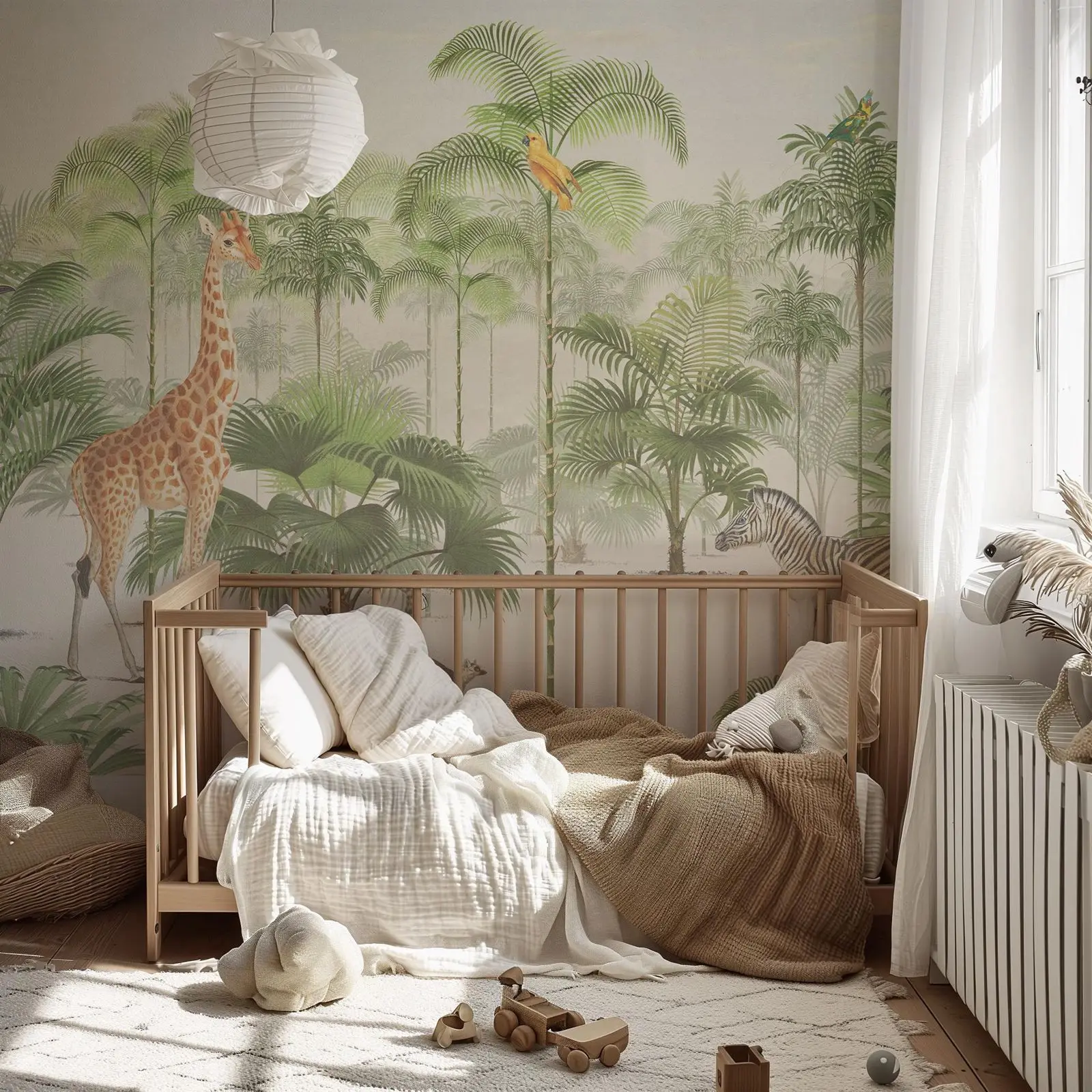 Giraffe Safari Animals Mural